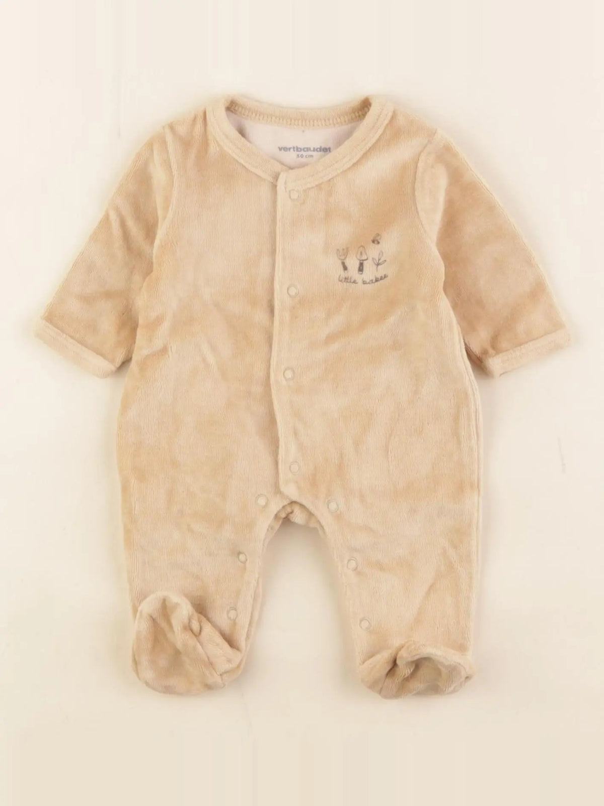 Vertbaudet - pyjama velours marron - 0 mois