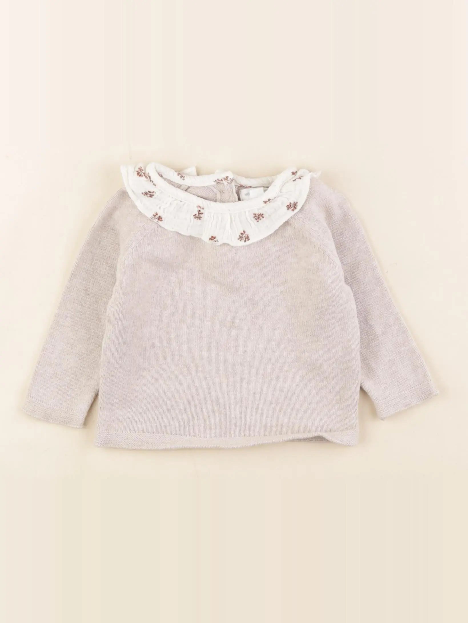 Vertbaudet - pull beige - 6 mois