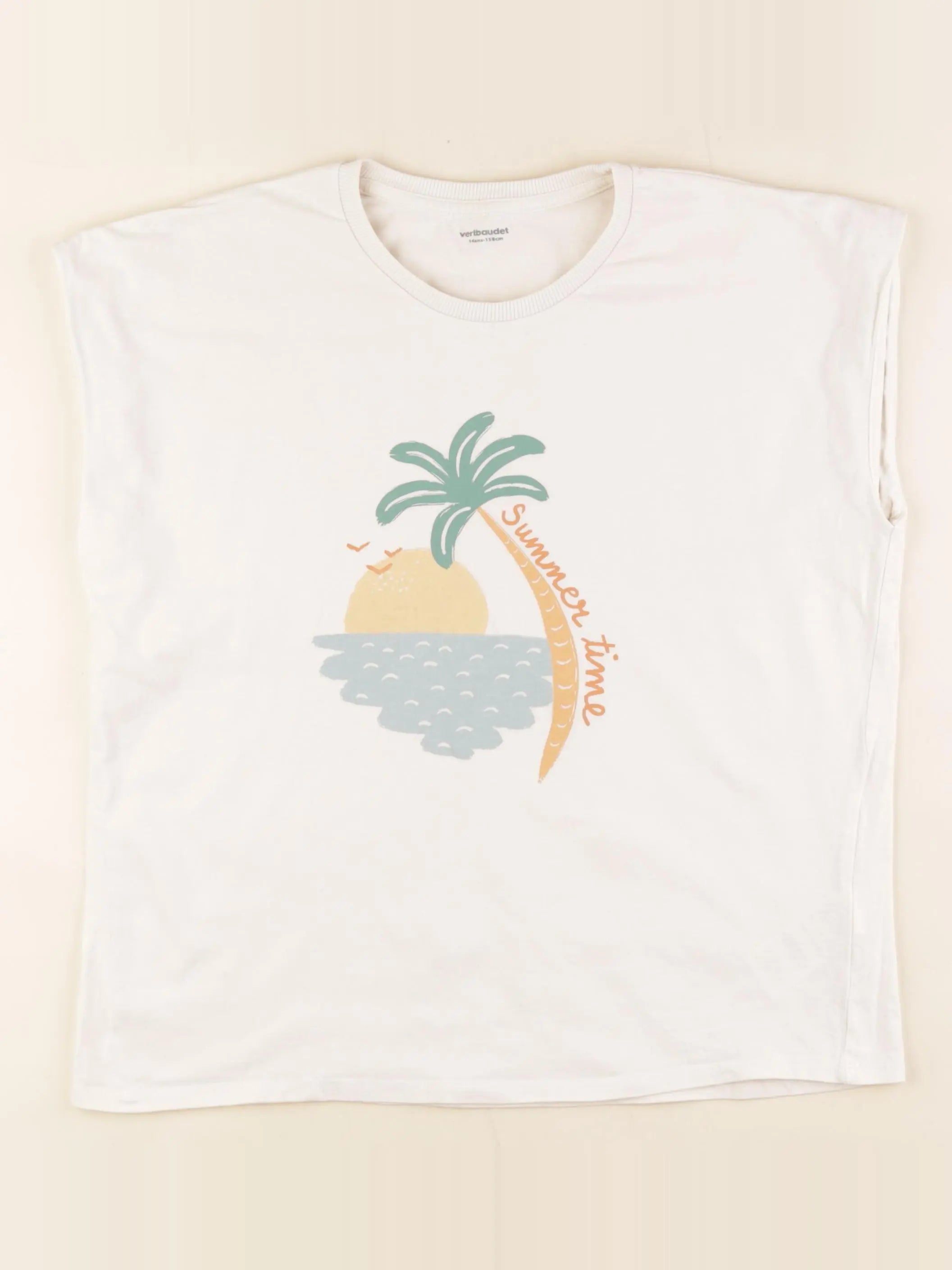 Vertbaudet - tee-shirt beige - 14 ans