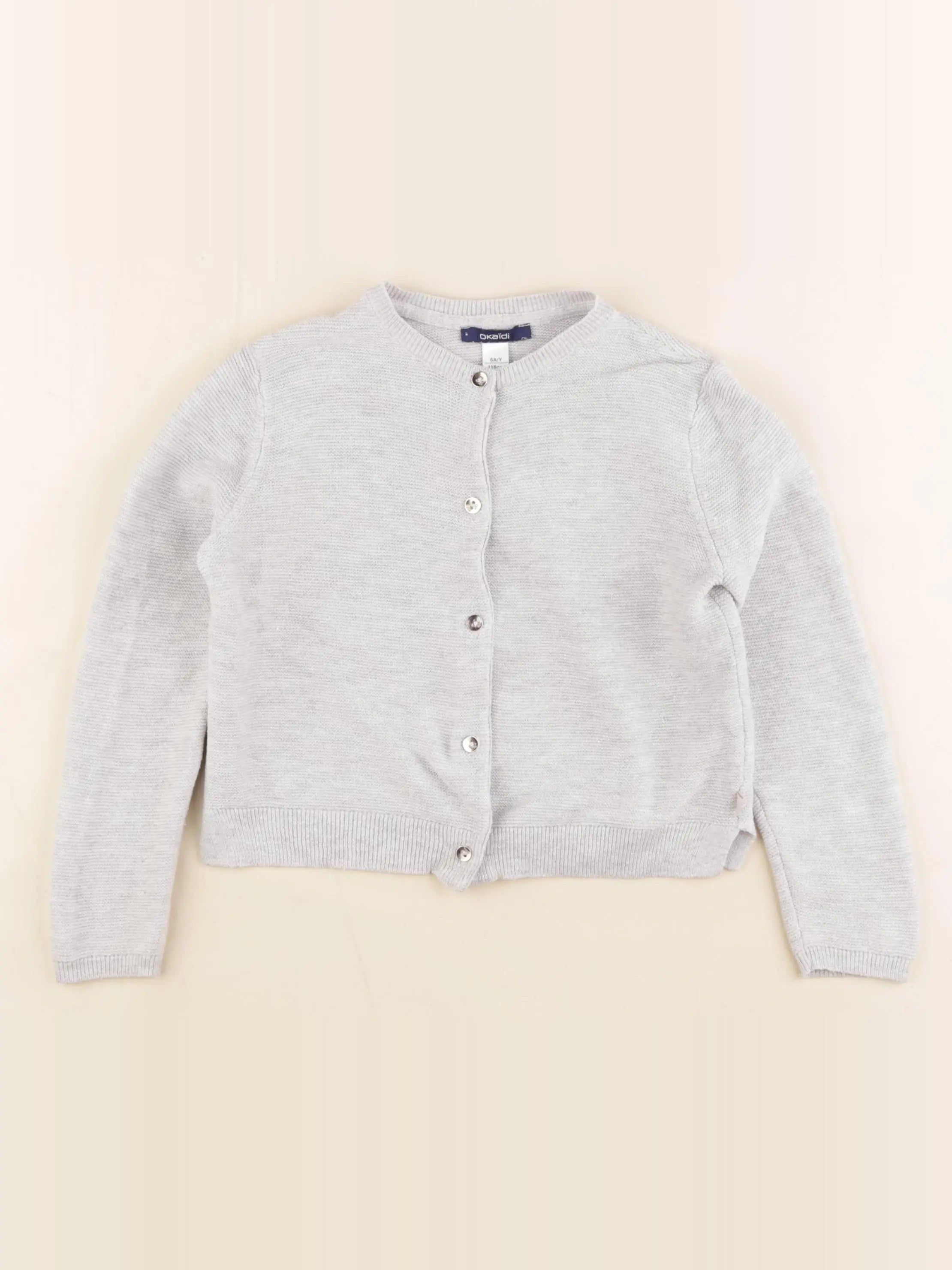 Okaidi - gilet gris, argent - 6 ans