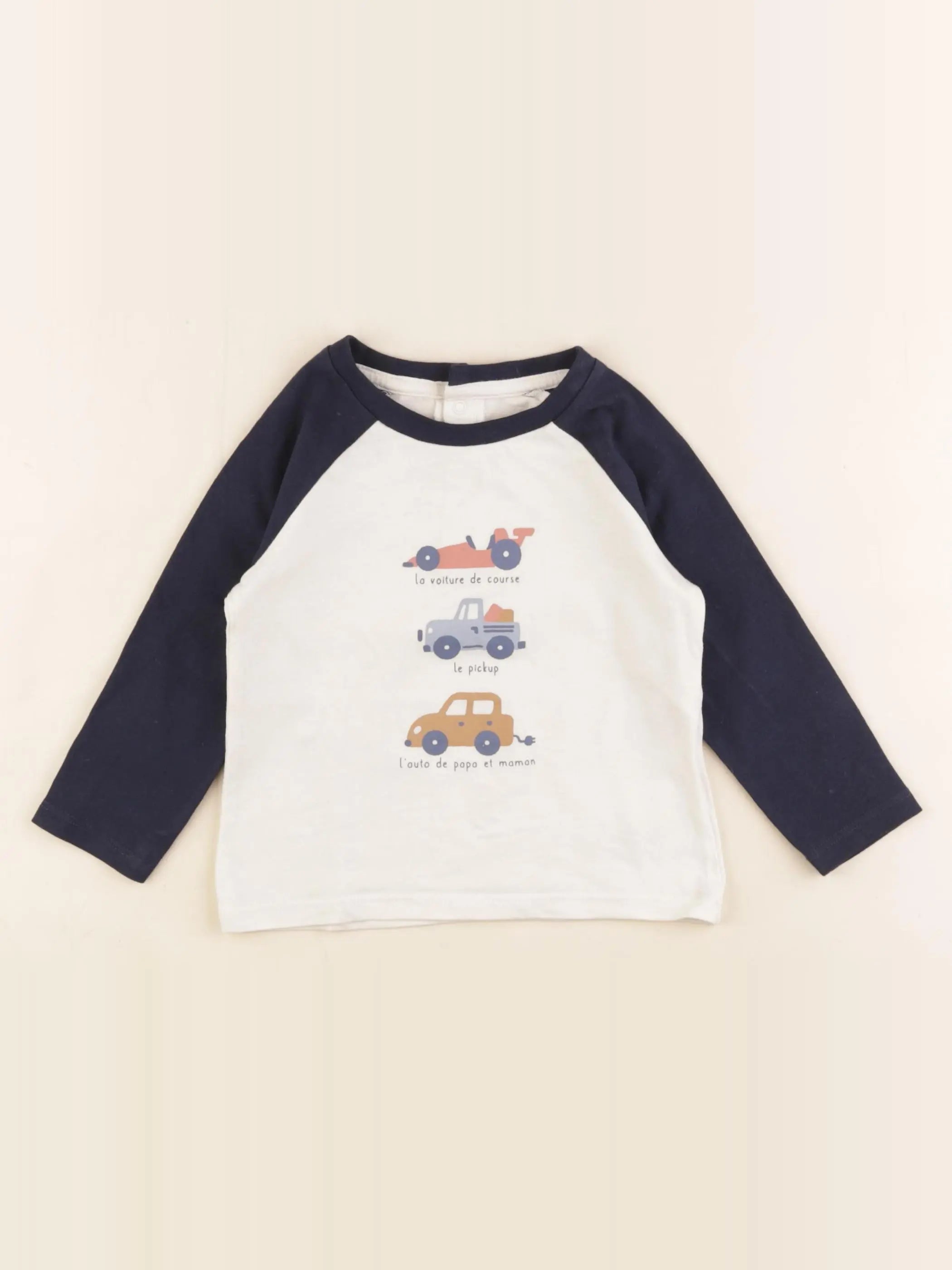 Vertbaudet - tee-shirt beige, bleu - 18 mois