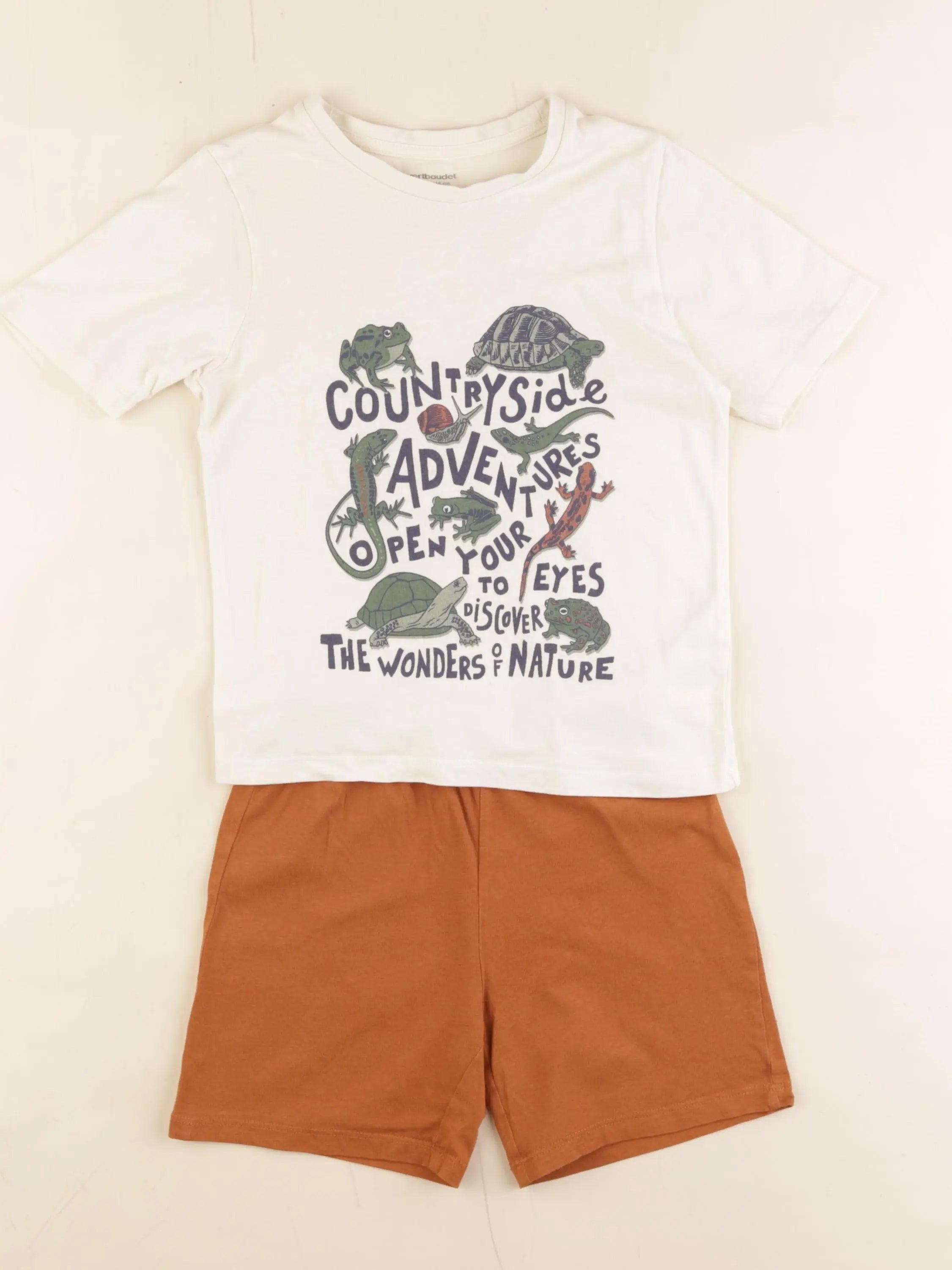 Vertbaudet - pyjama coton beige, marron - 6 ans