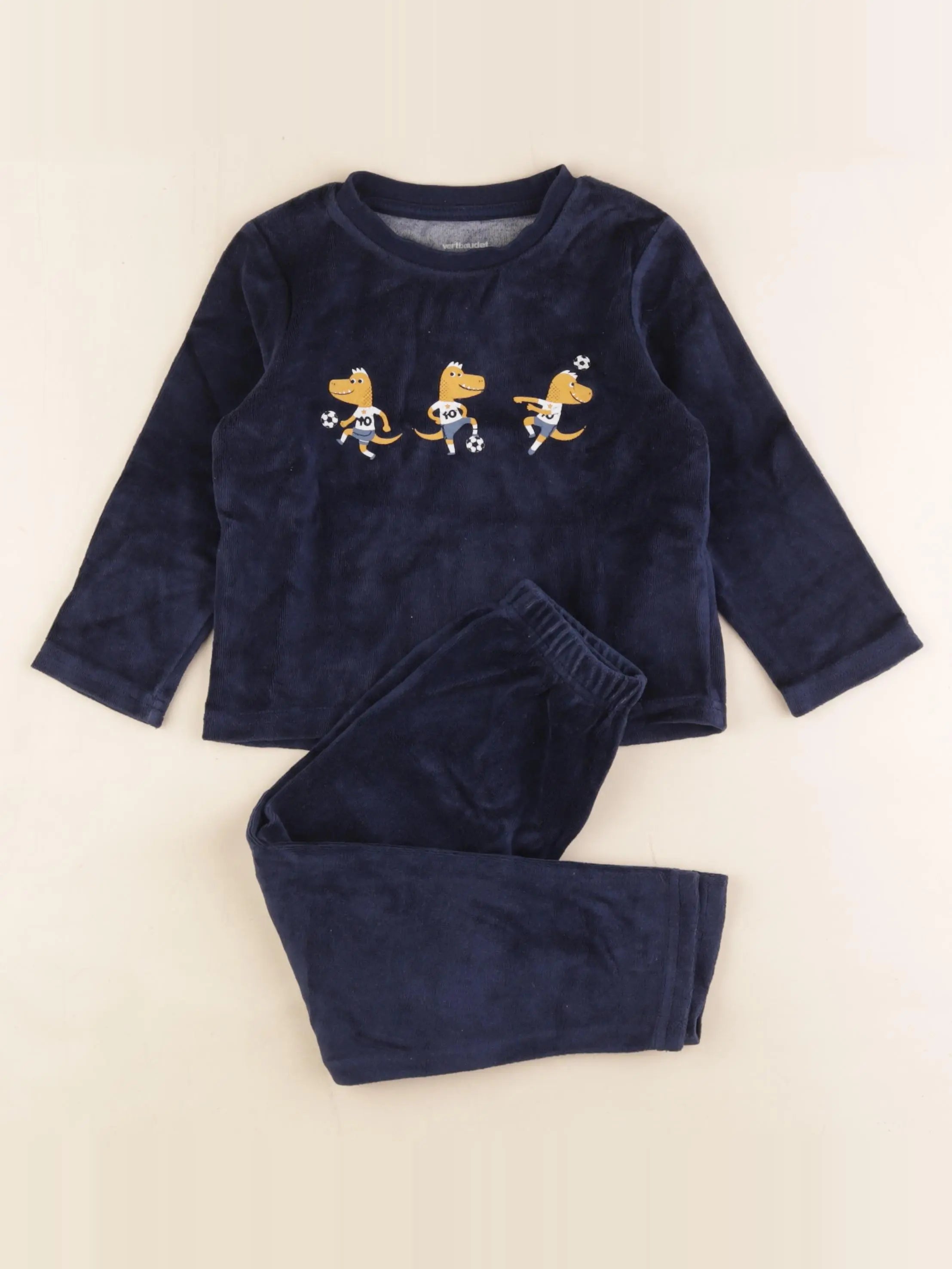 Vertbaudet - pyjama velours bleu - 3 ans