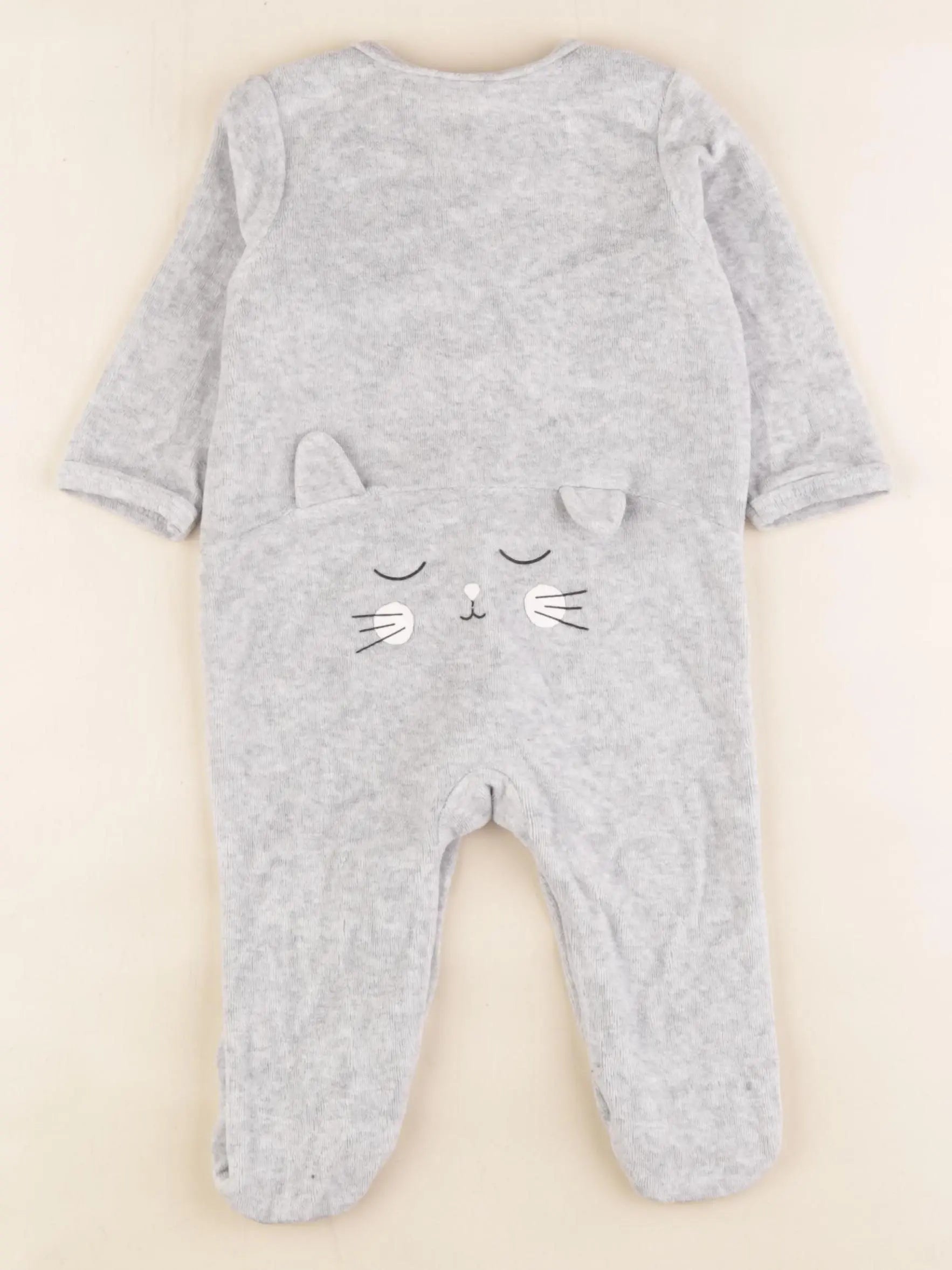 Vertbaudet - pyjama velours gris - 9 mois
