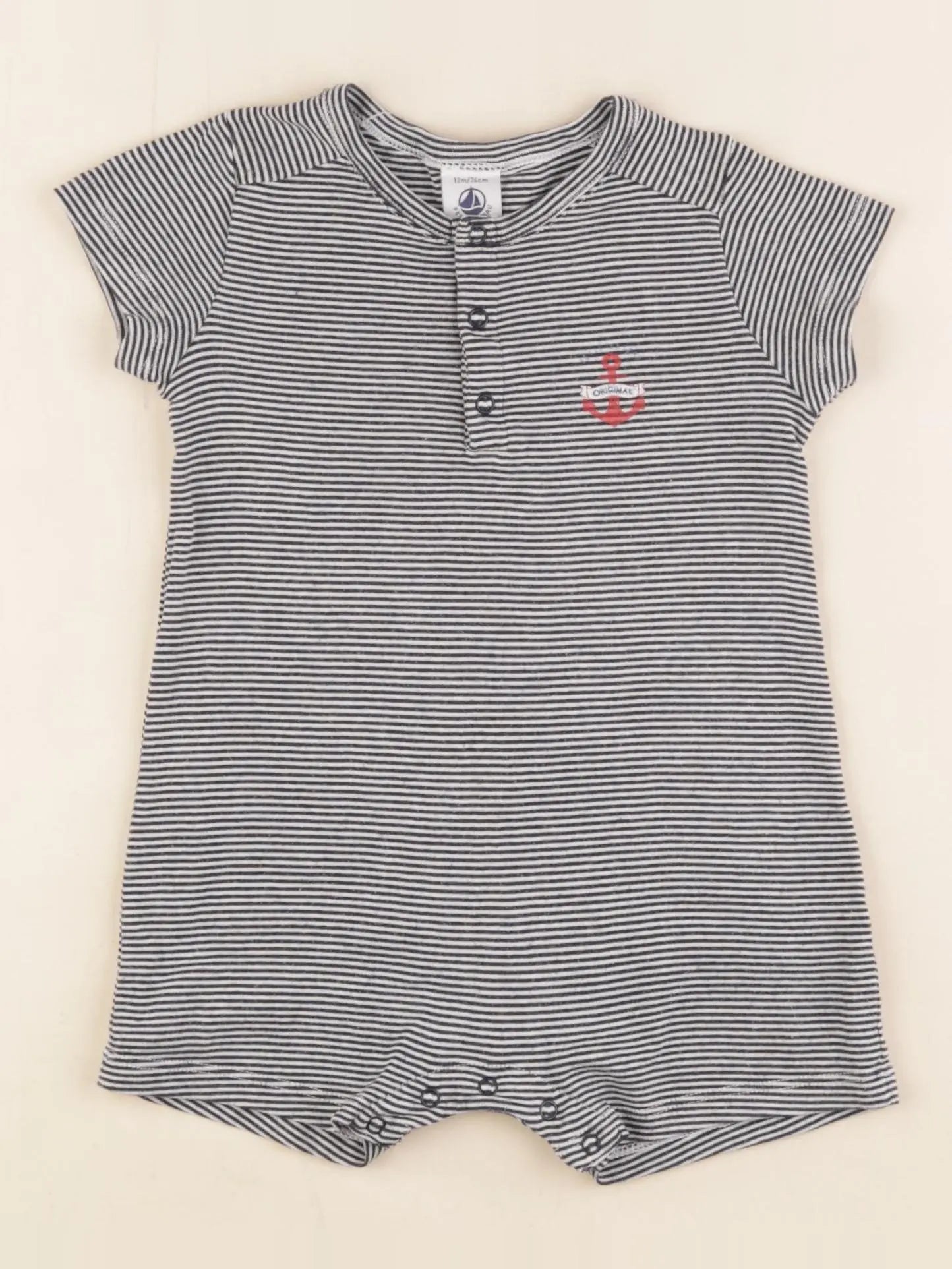 Petit Bateau - pyjama coton bleu - 12 mois