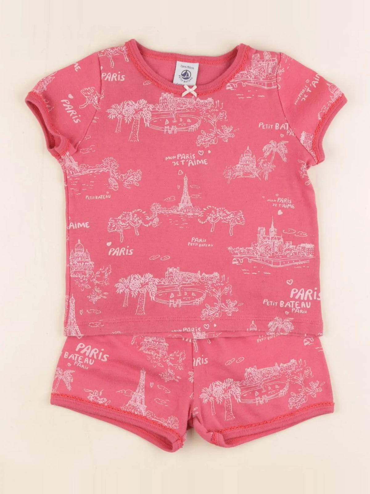 Petit Bateau - pyjama coton rose - 2 ans