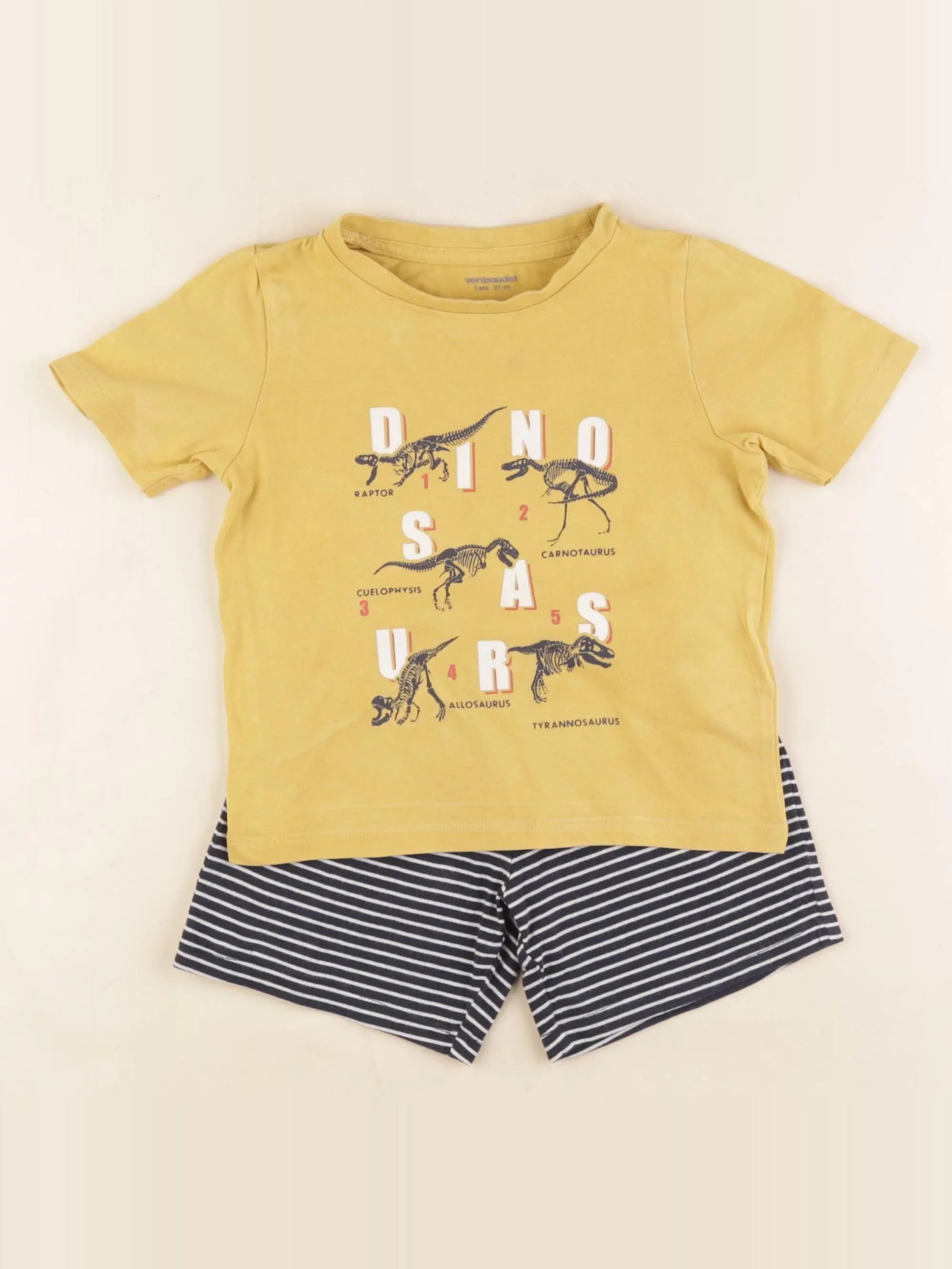 Vertbaudet - pyjama coton jaune, bleu - 3 ans