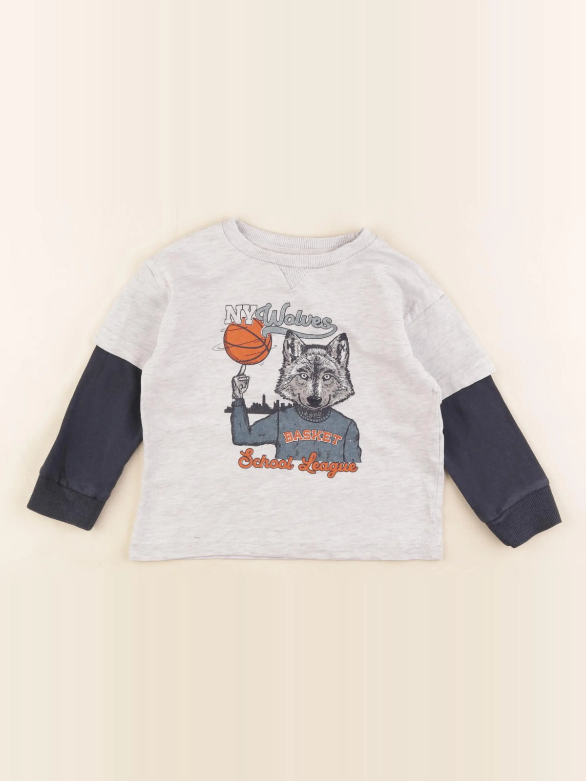 Vertbaudet - tee-shirt gris, bleu - 3 ans