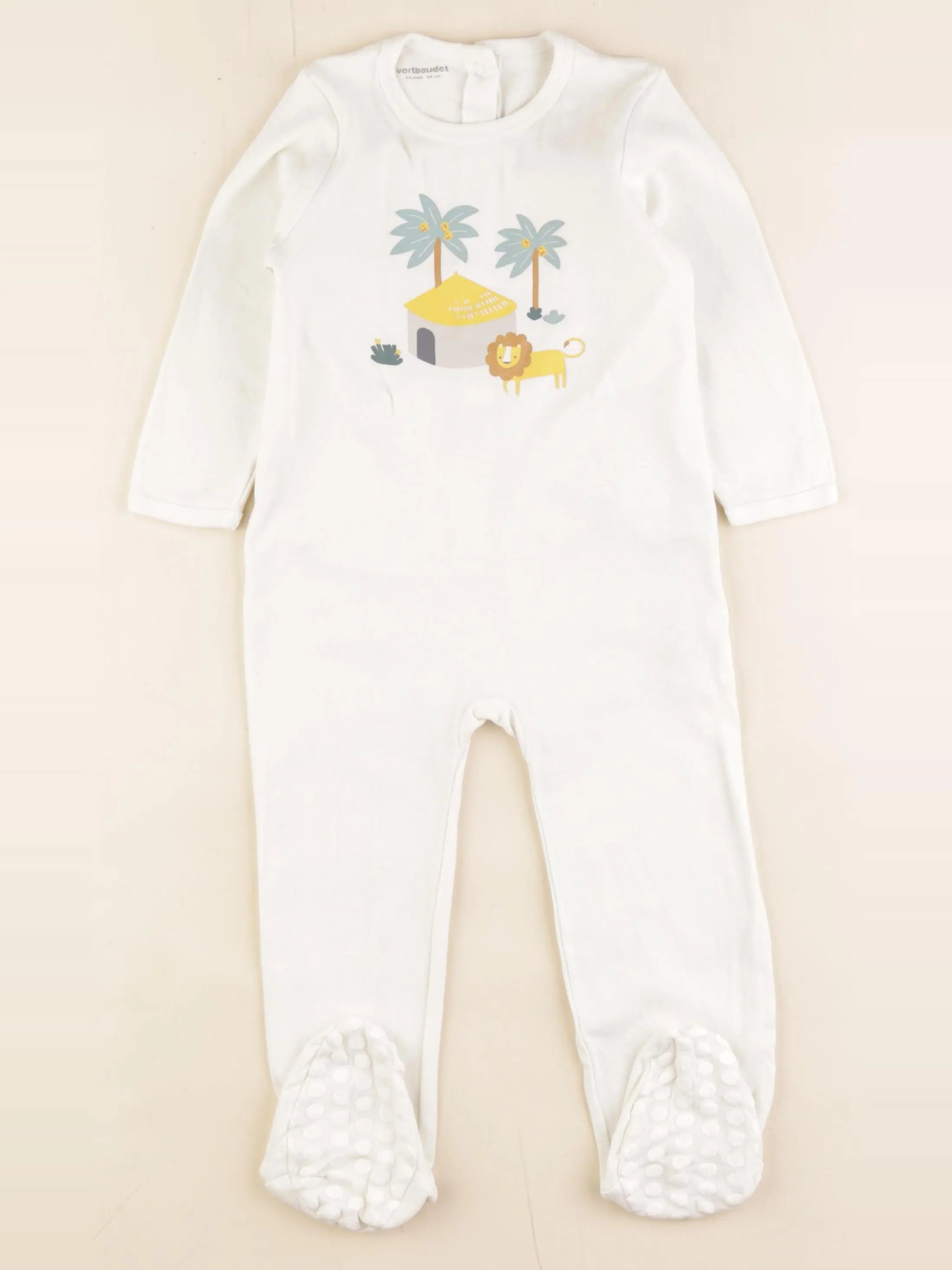 Vertbaudet - pyjama coton beige - 24 mois