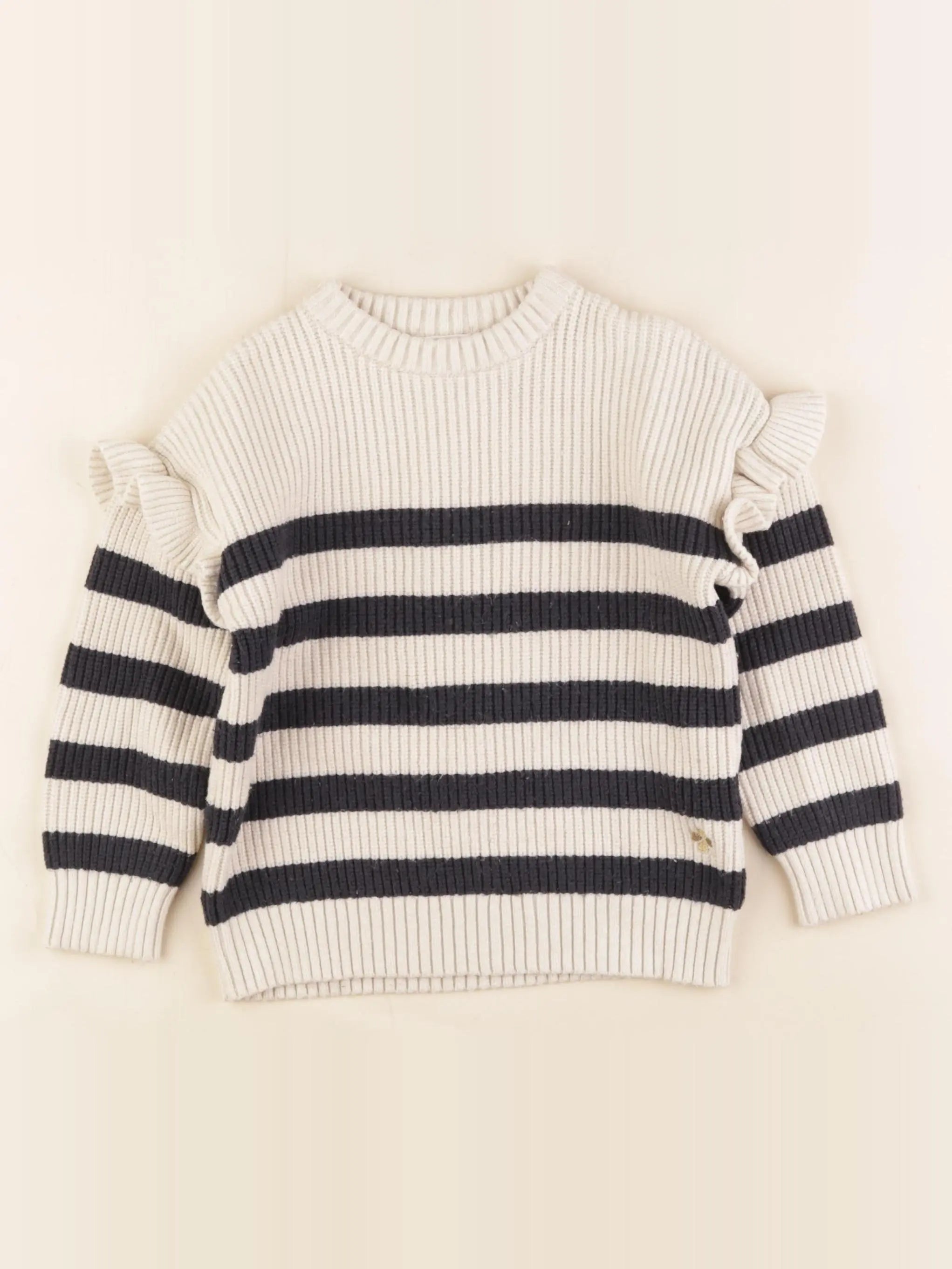 Vertbaudet - pull blanc, bleu - 4 ans