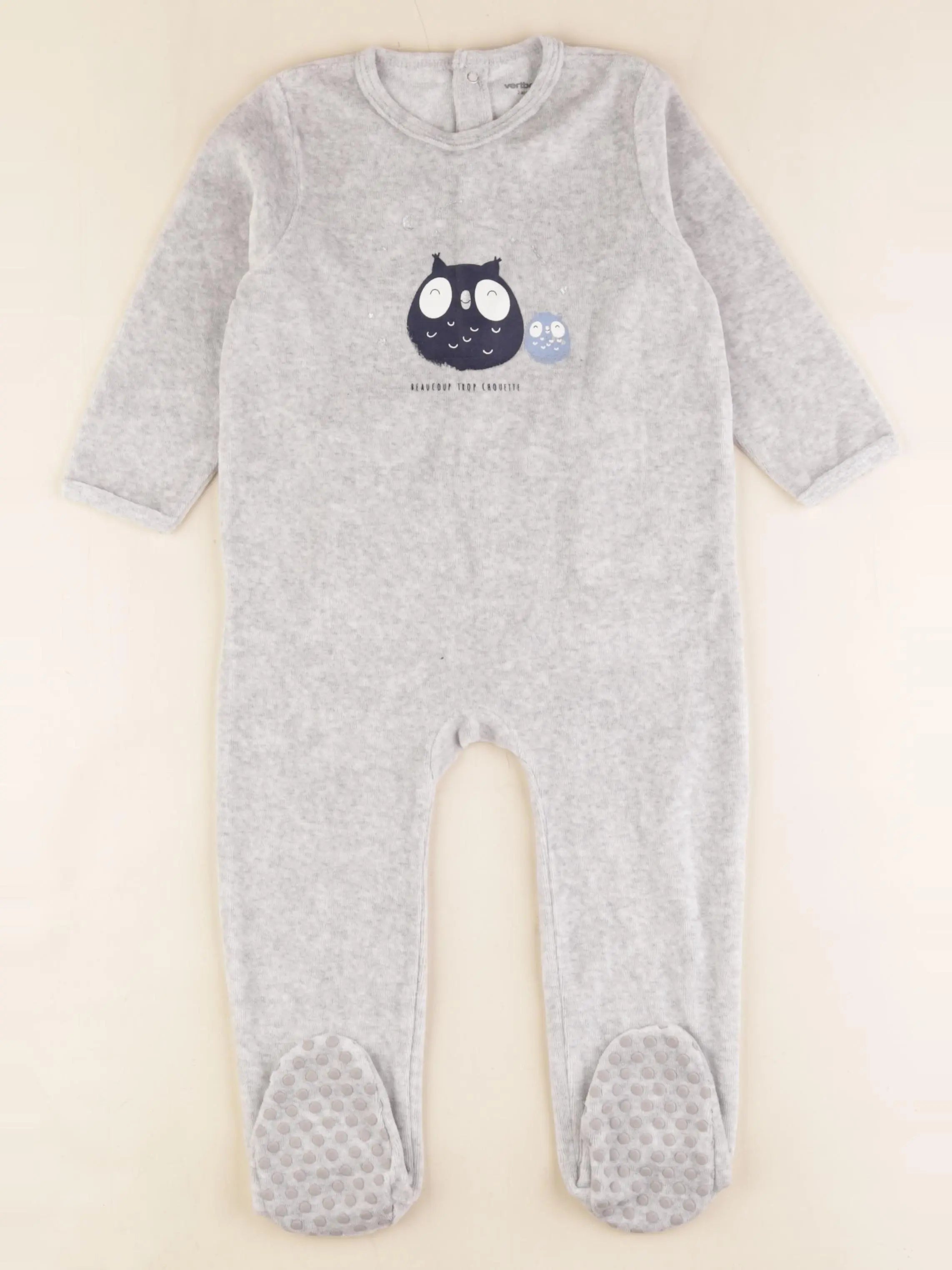 Vertbaudet - pyjama velours gris - 2 ans