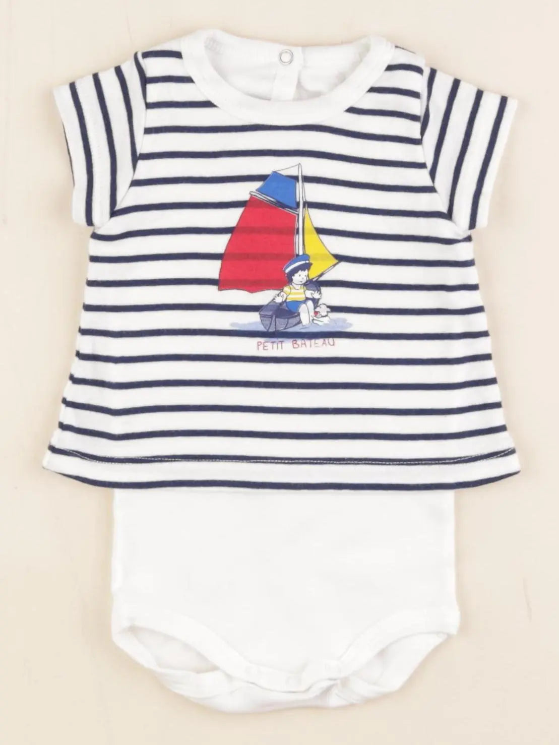 Petit Bateau - body tee-shirt bleu, blanc - 3 mois