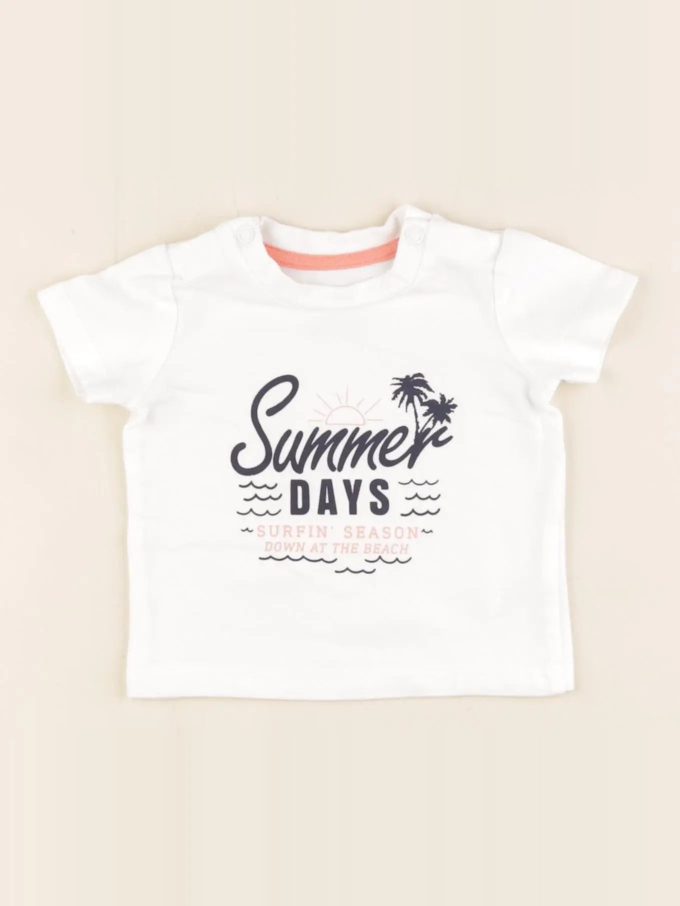 H&M - tee-shirt gris, blanc - 1/2 mois