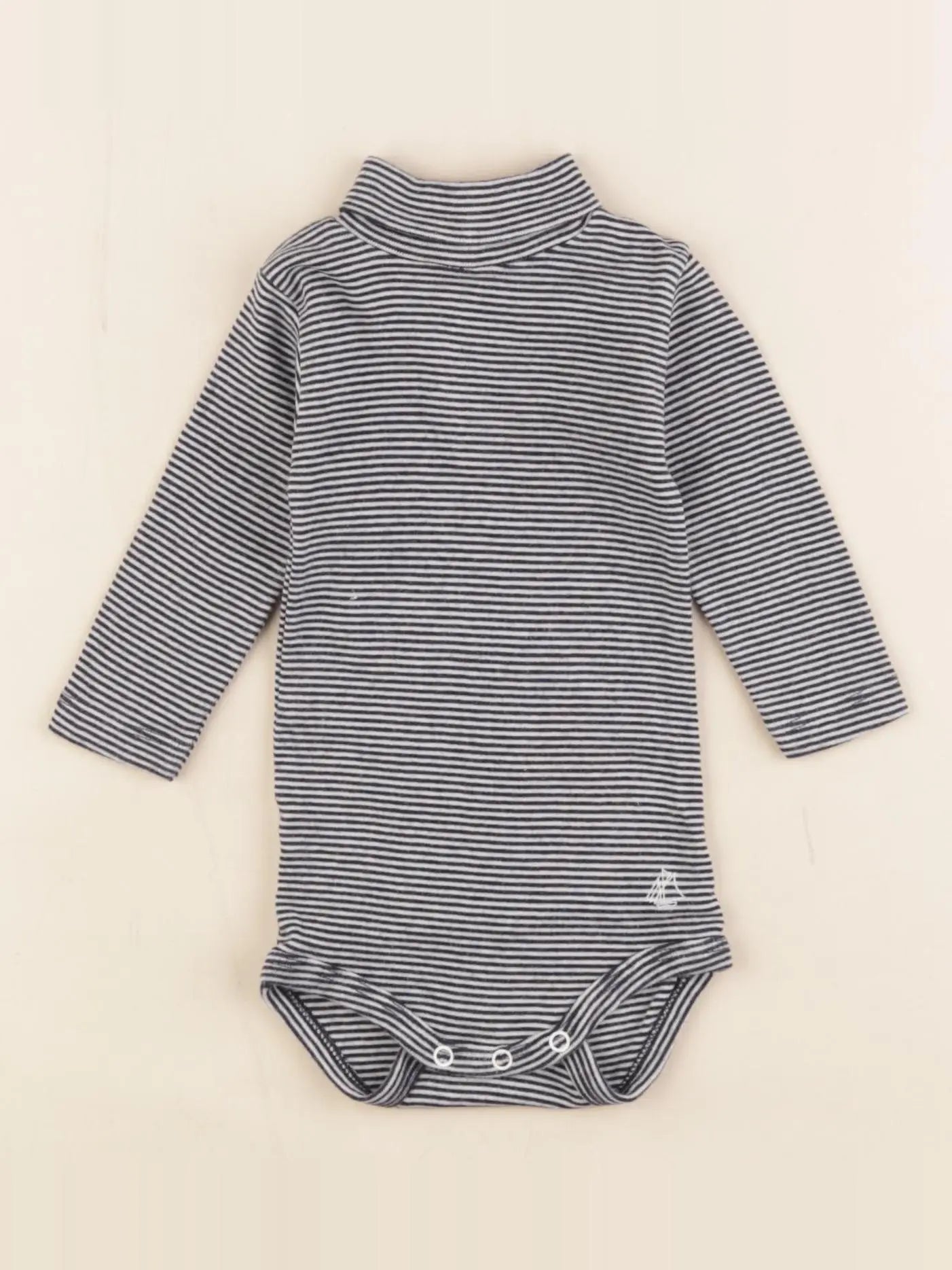 Petit Bateau - body à col bleu - 3 mois