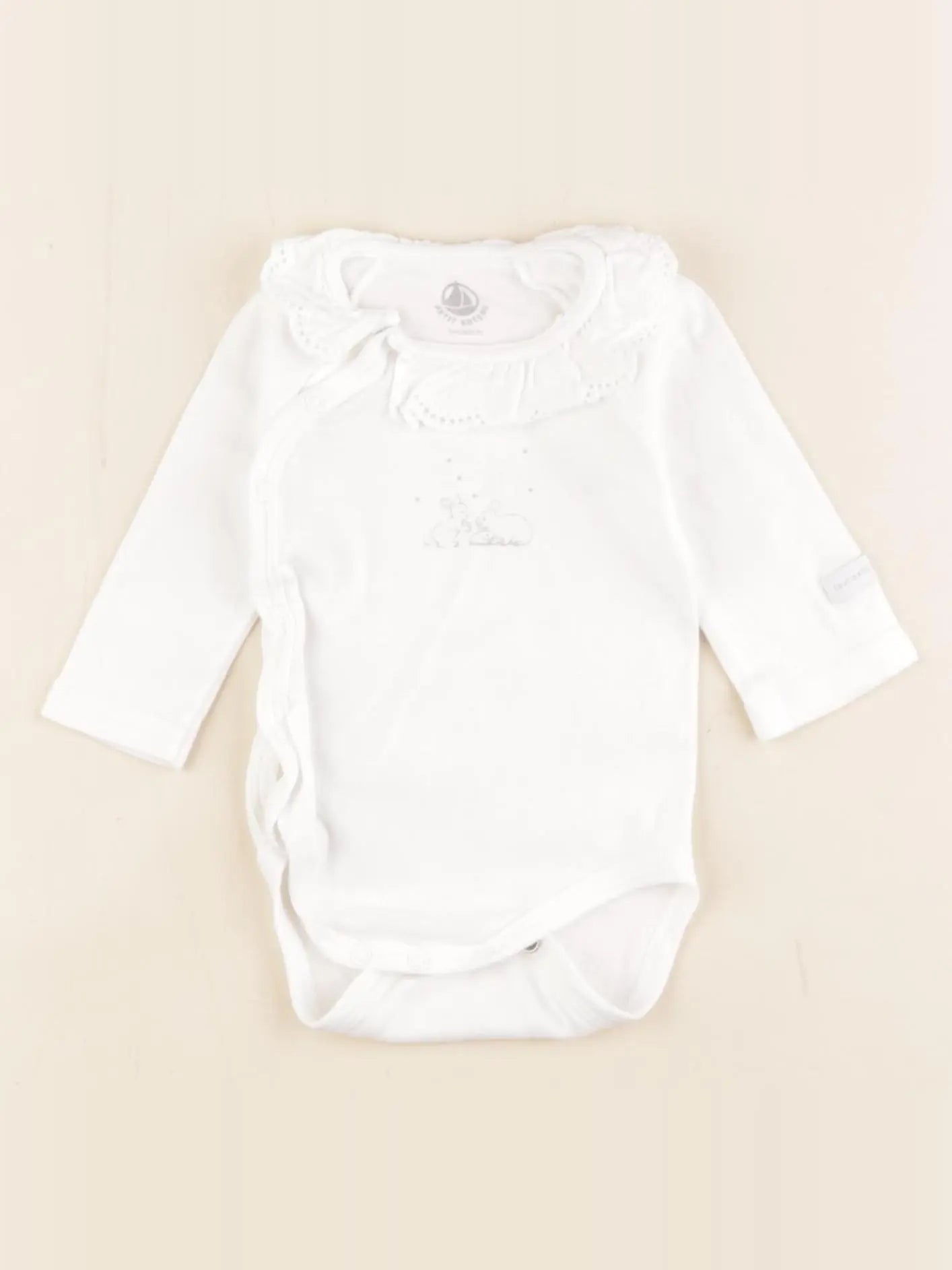 Petit Bateau - body à col blanc - 3 mois