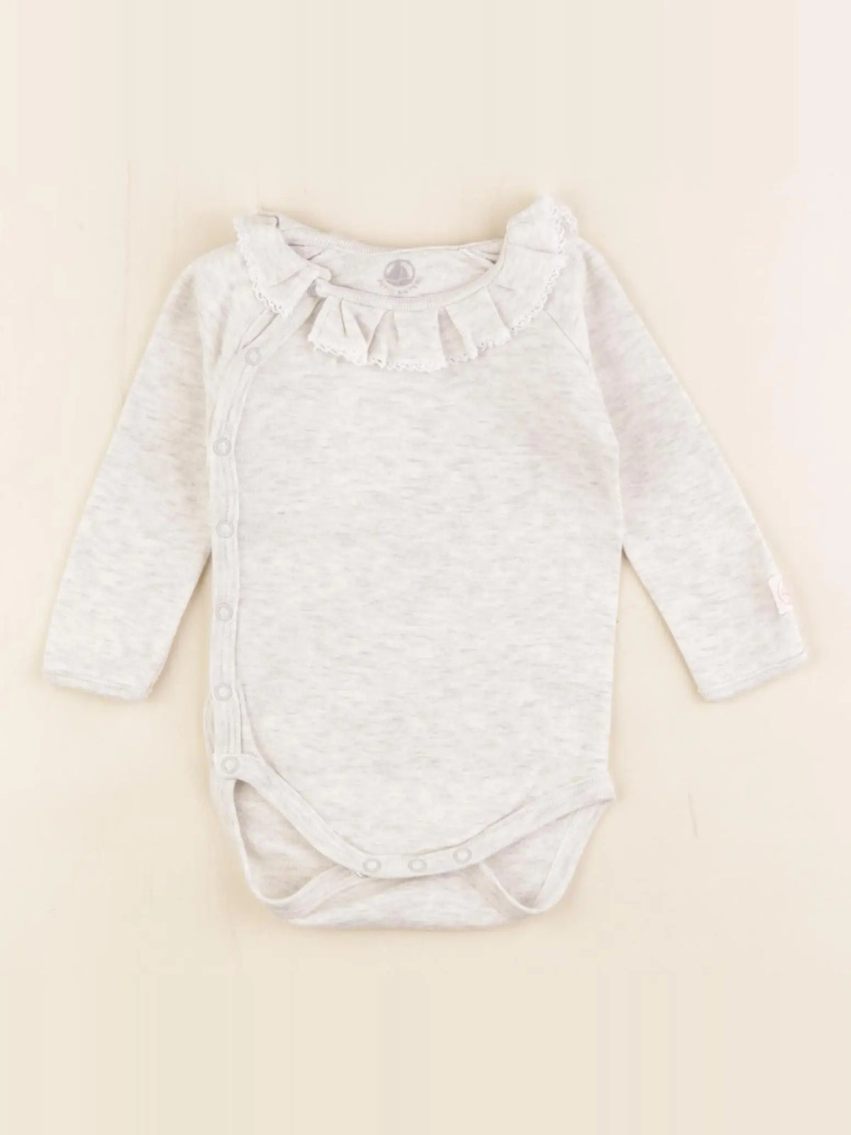 Petit Bateau - body à col beige - 6 mois