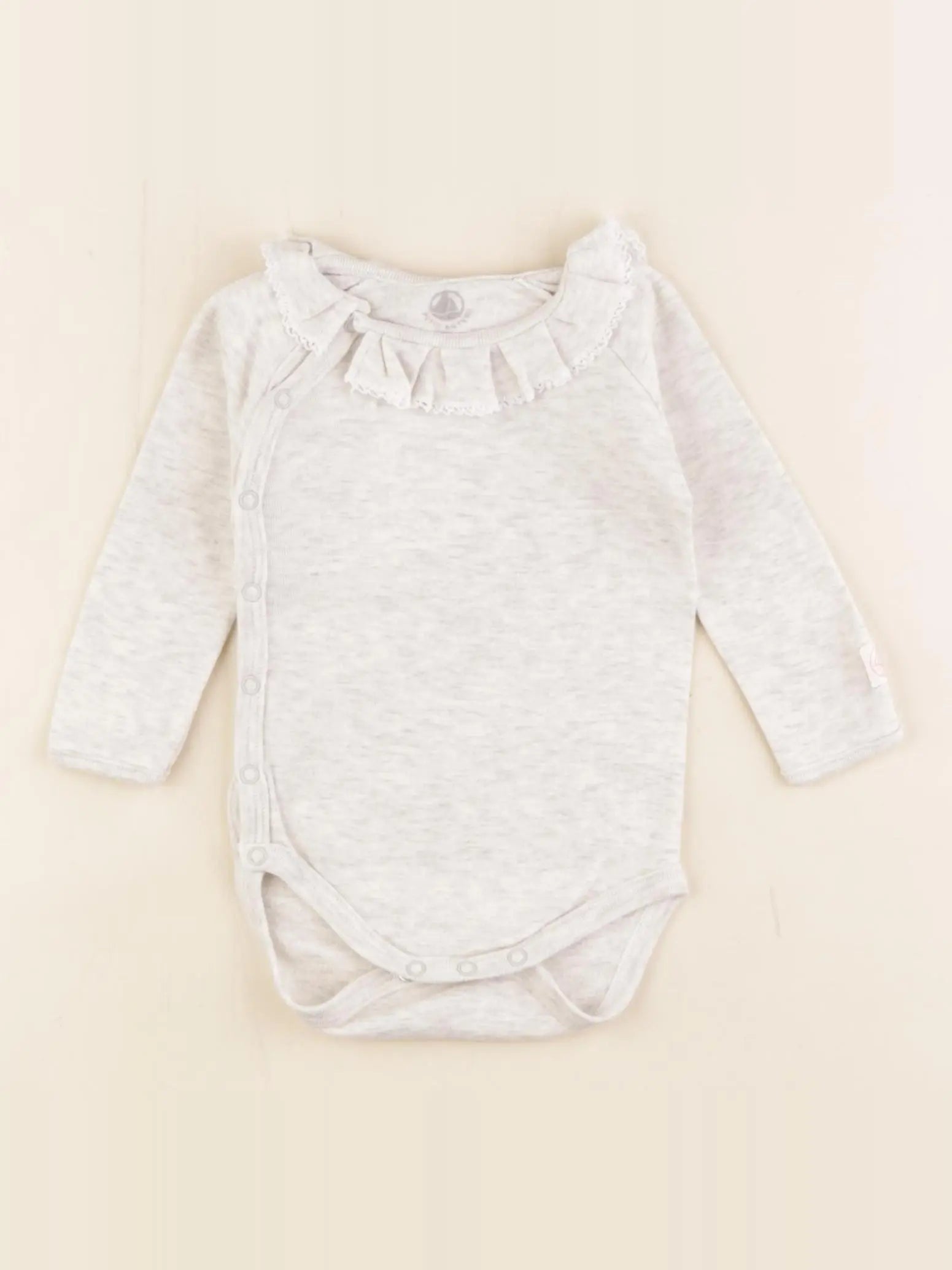 Petit Bateau - body à col beige - 6 mois