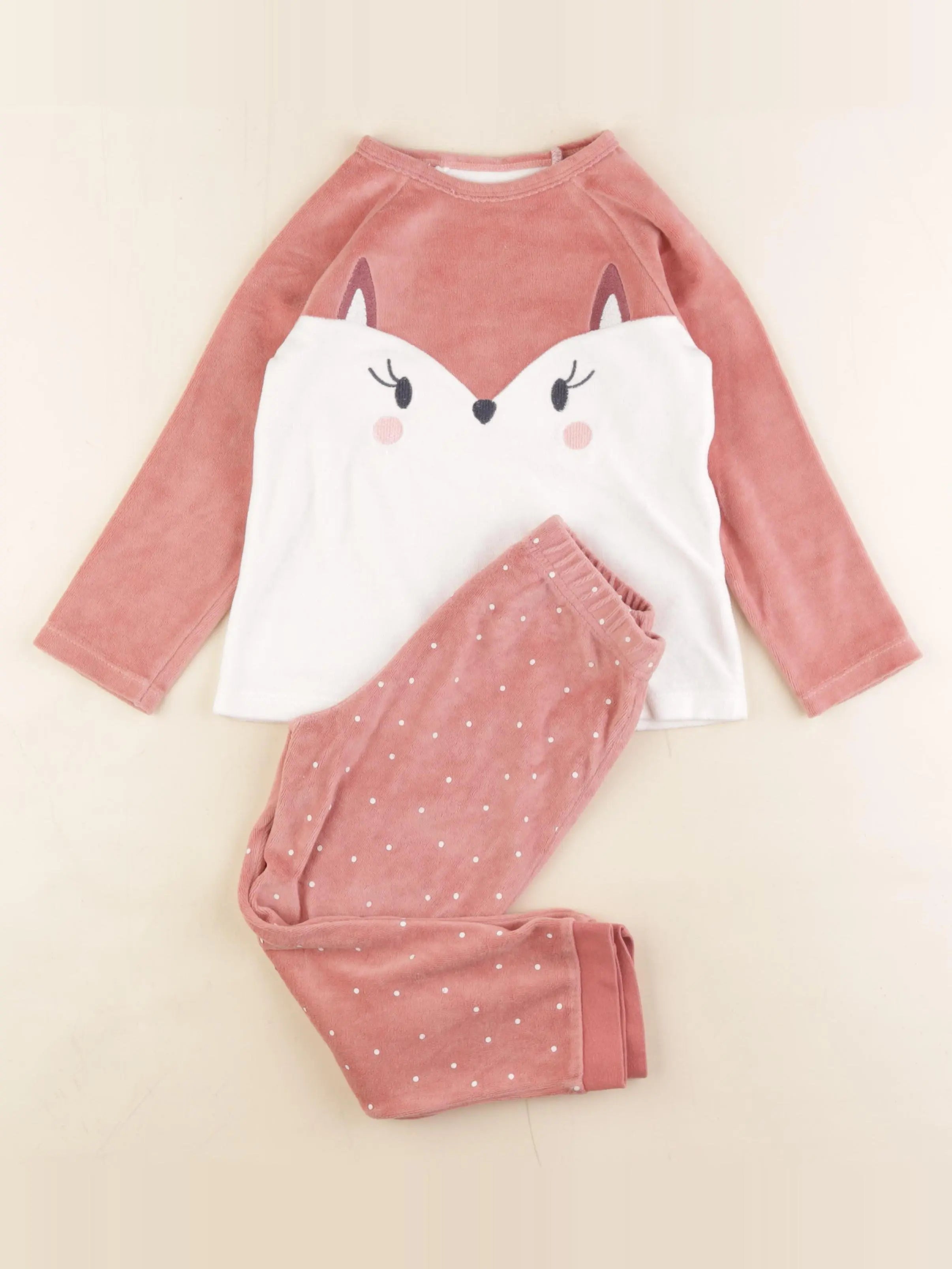 Vertbaudet - pyjama velours rose - 5 ans