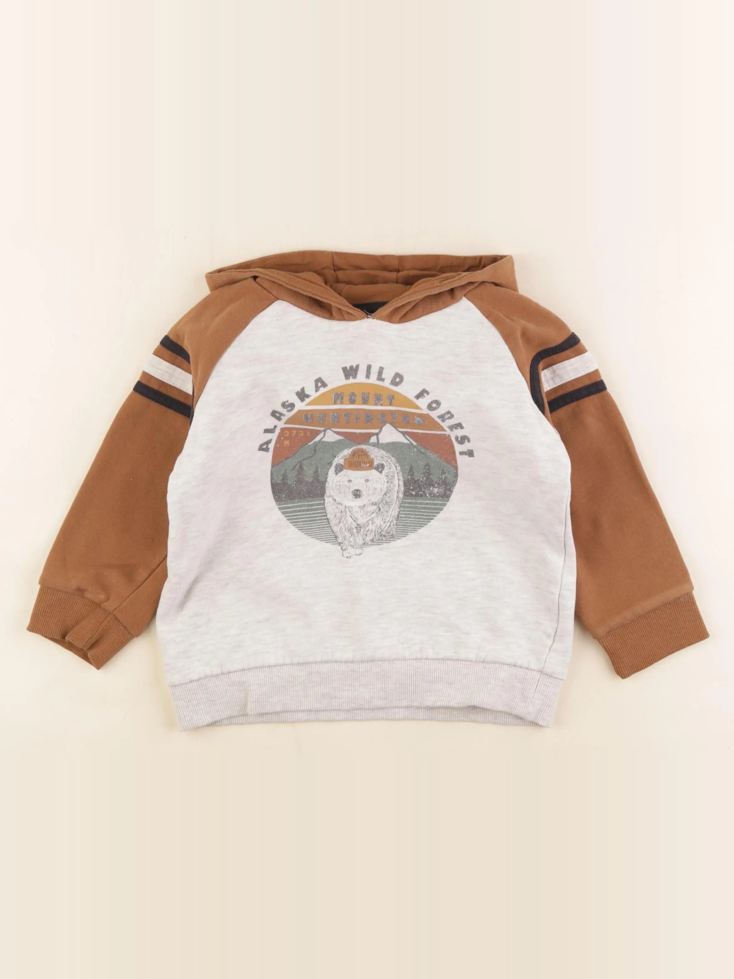 Vertbaudet - sweat gris, marron - 6 ans