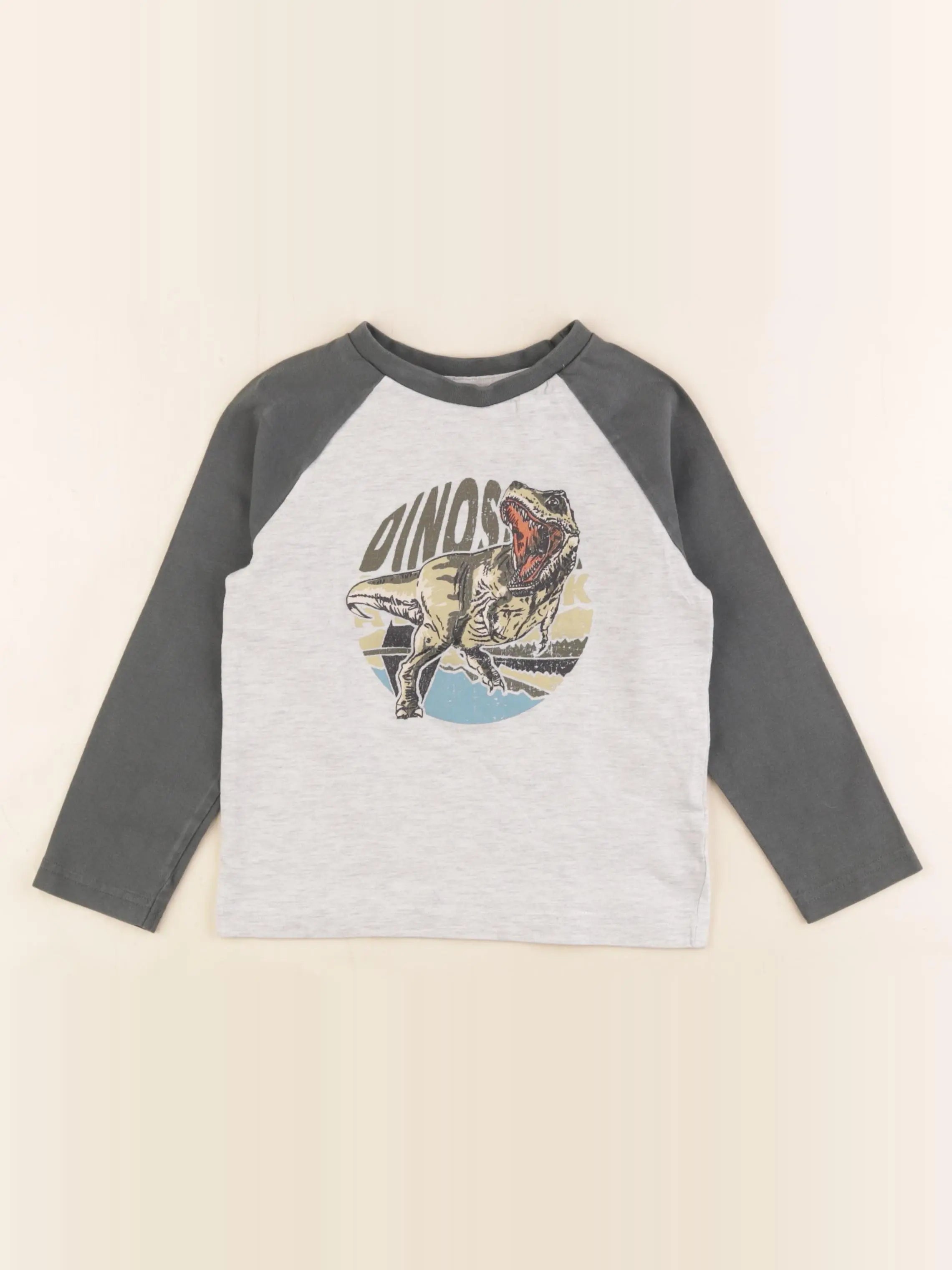Vertbaudet - tee-shirt gris, vert - 4 ans