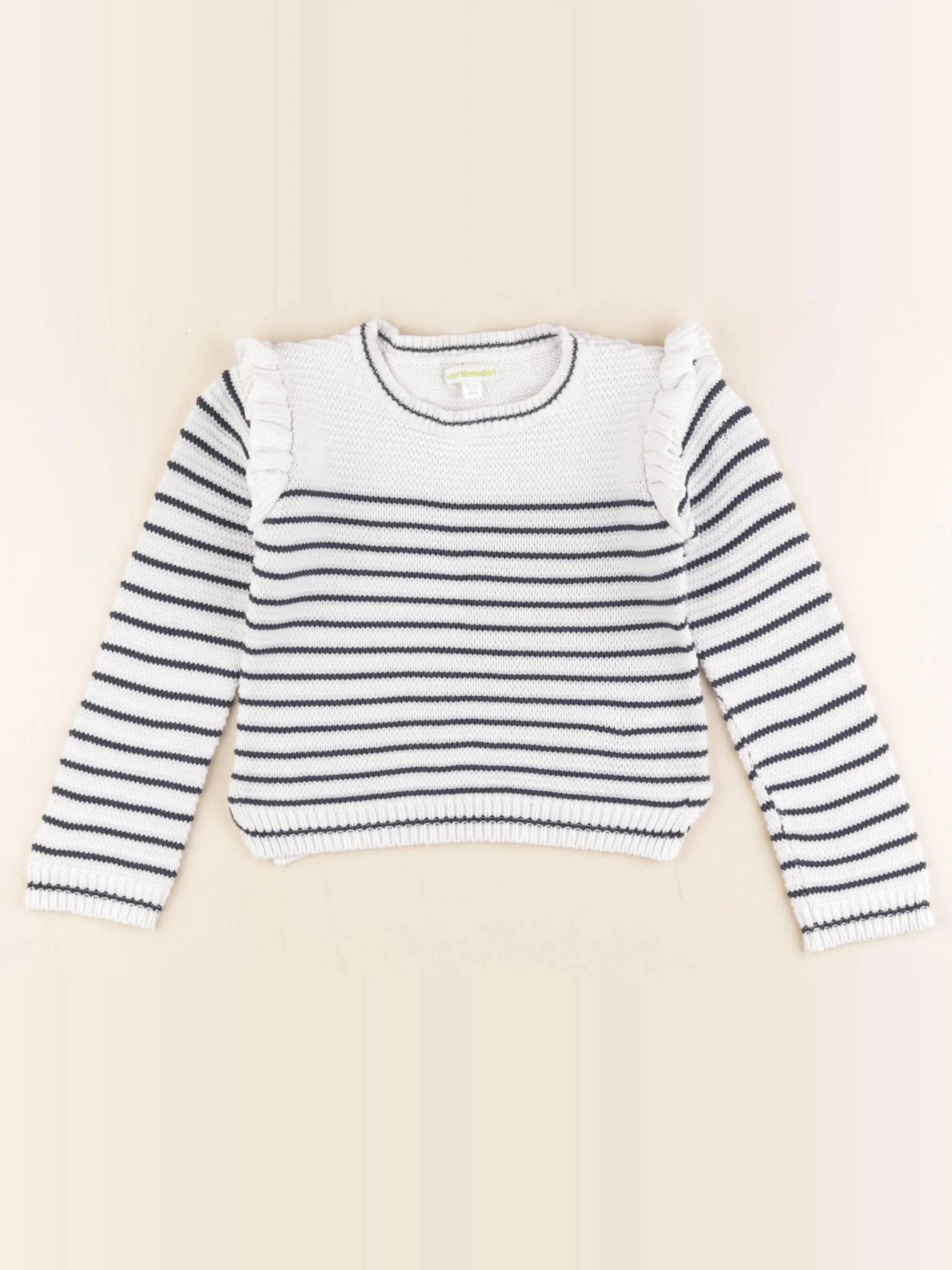 Vertbaudet - pull blanc, bleu - 4 ans