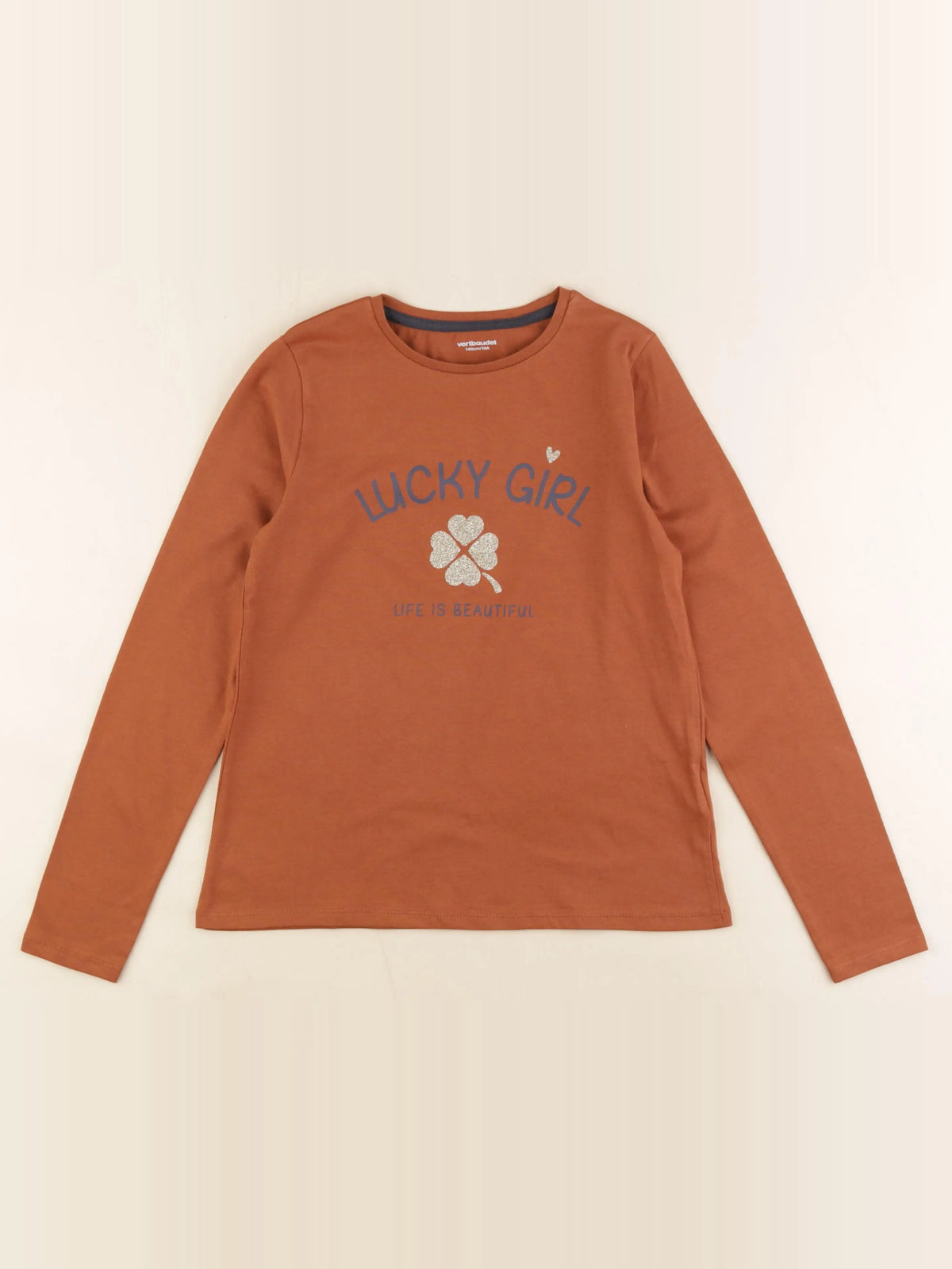 Vertbaudet - tee-shirt marron - 10 ans