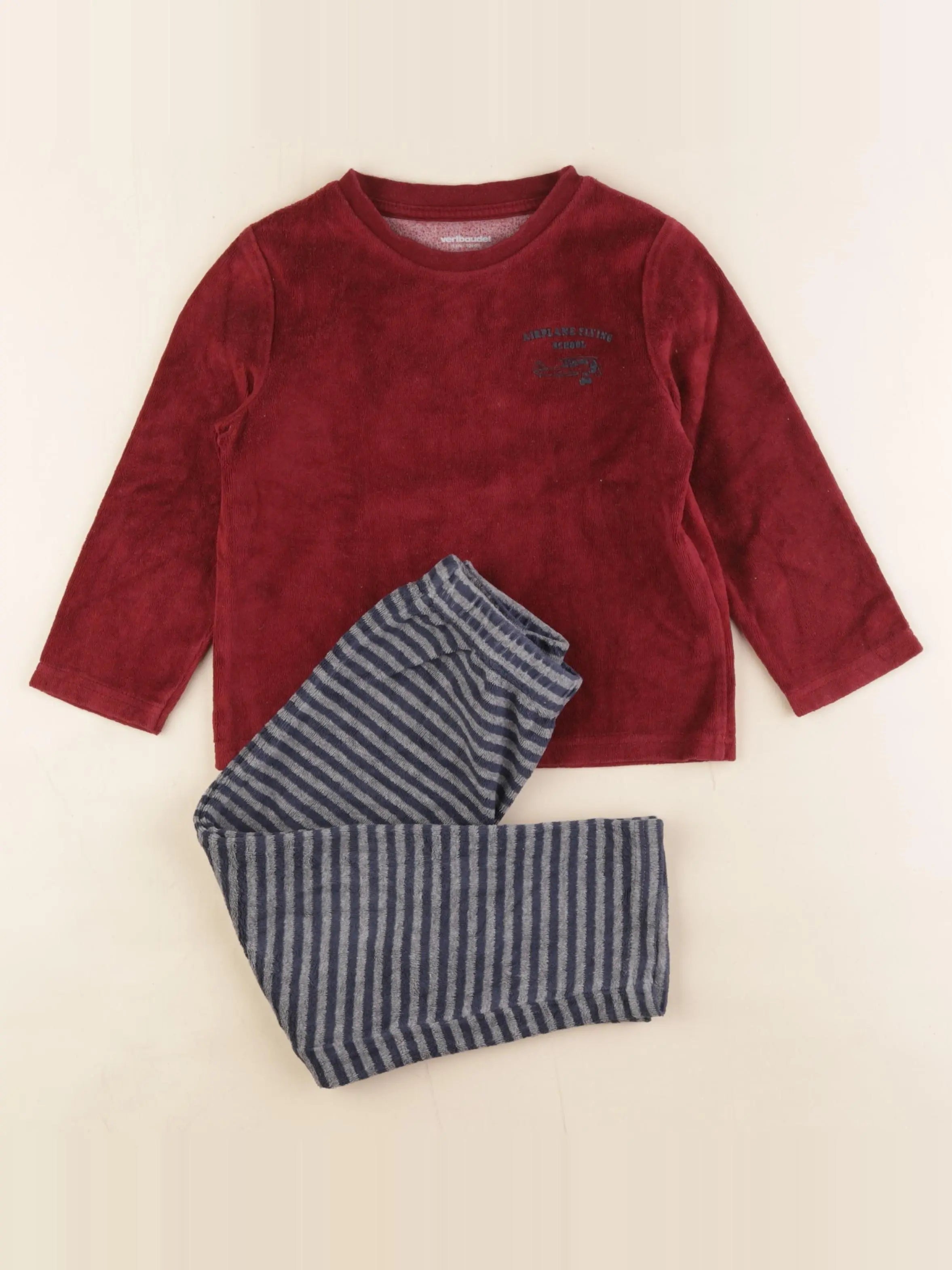 Vertbaudet - pyjama velours bleu, rouge - 4 ans