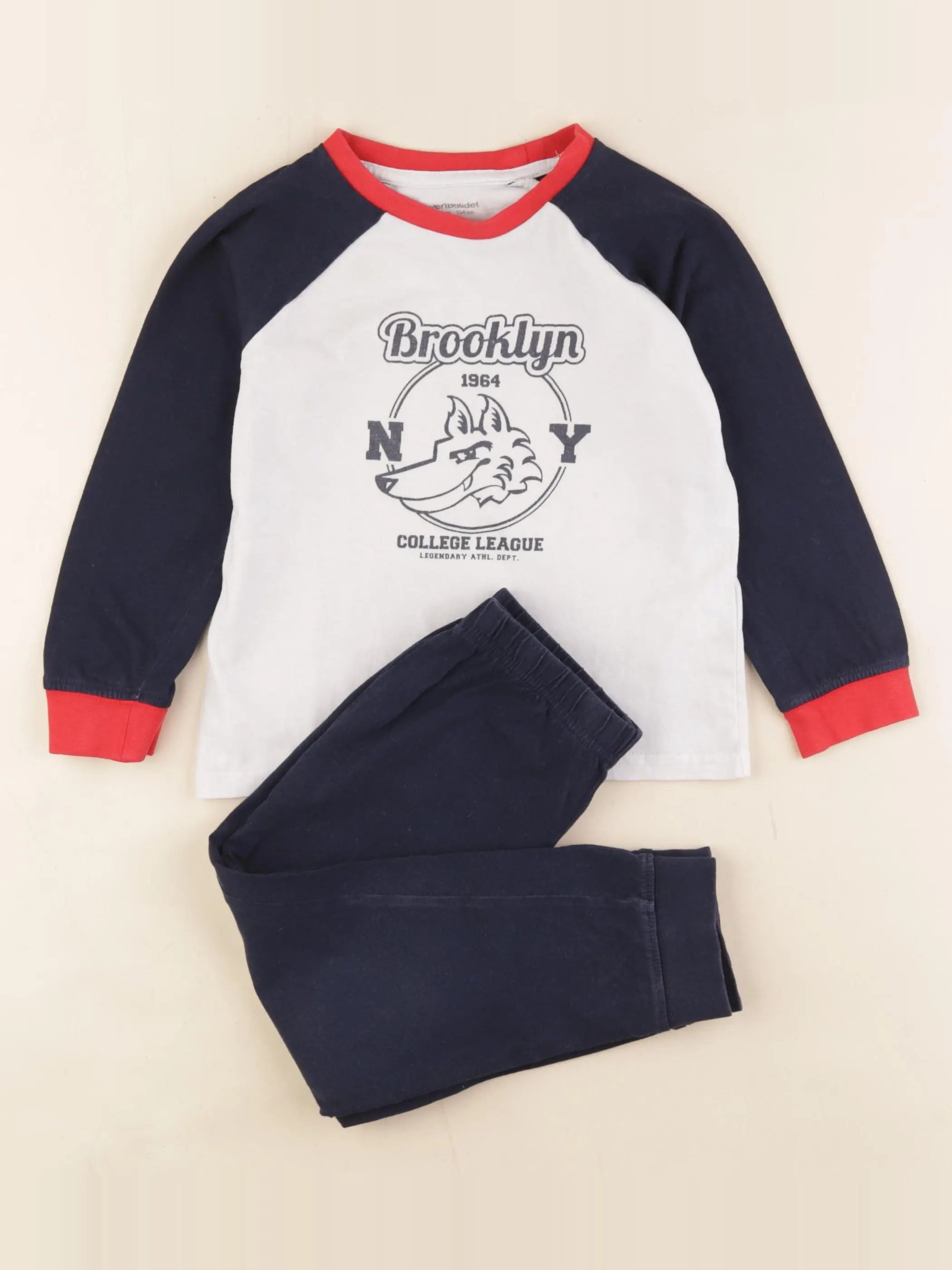 Vertbaudet - pyjama coton blanc, bleu - 4 ans