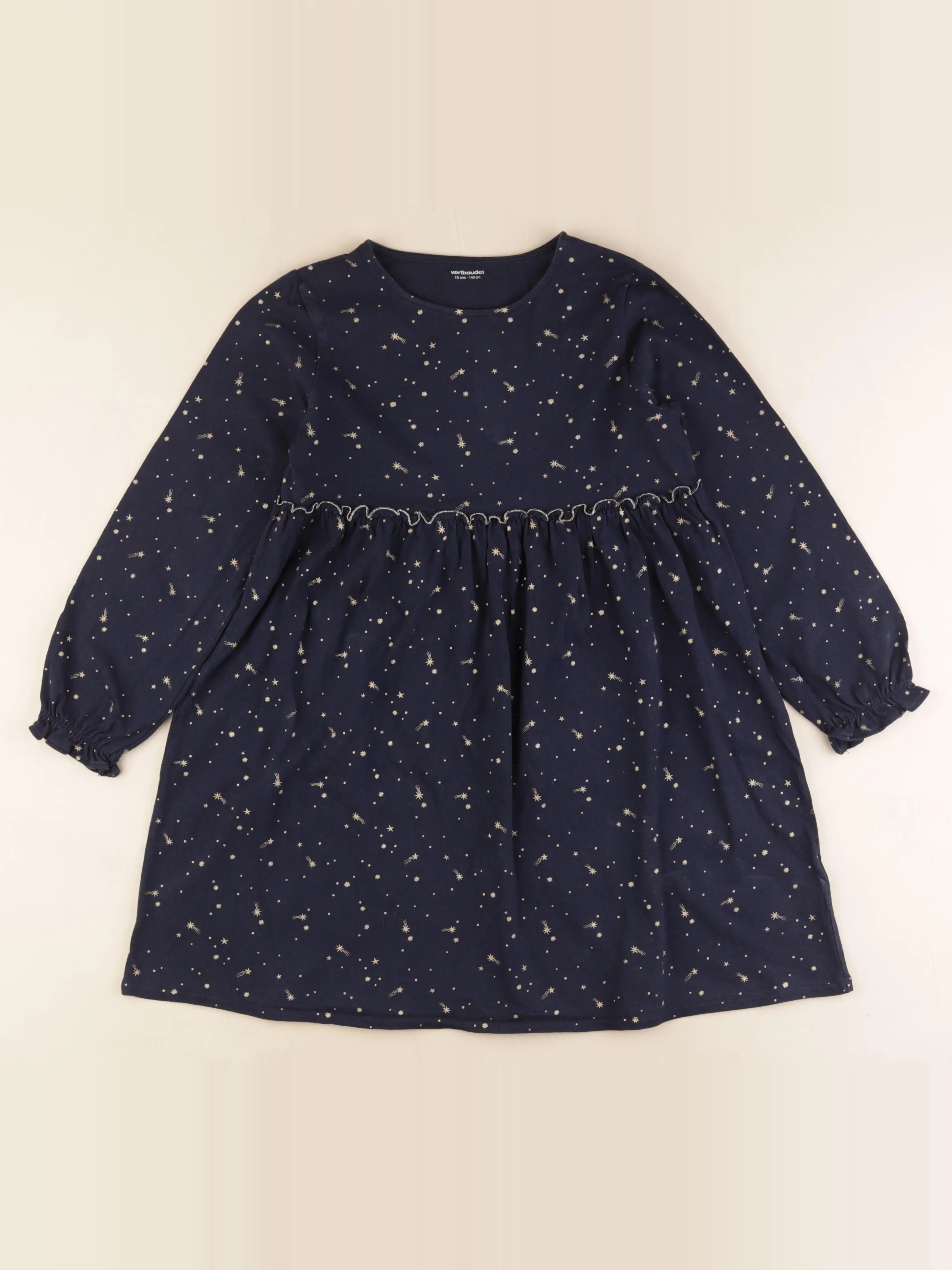 Vertbaudet - robe bleu, or - 10 ans