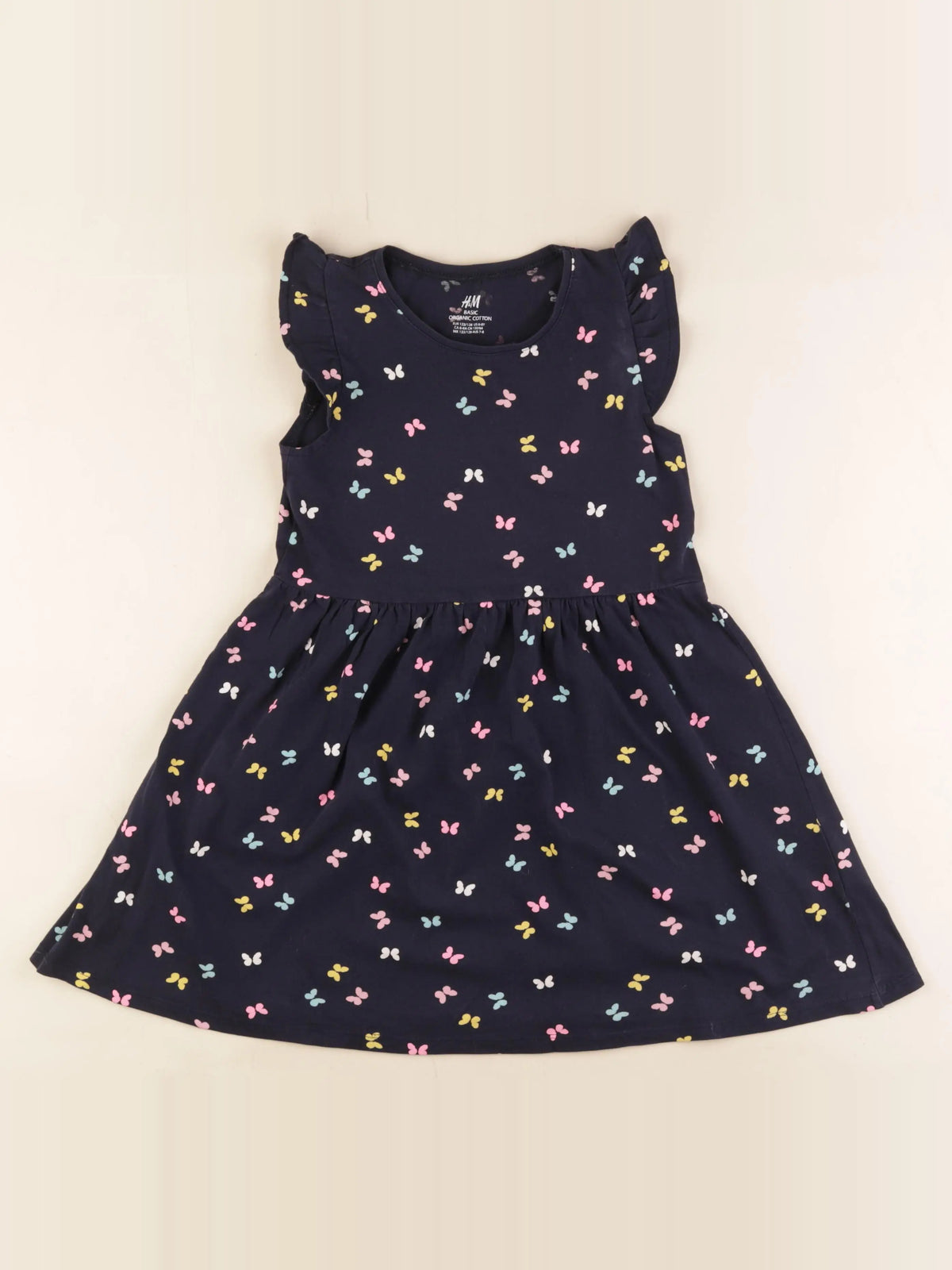 H&M - robe bleu, rose - 6/8 ans