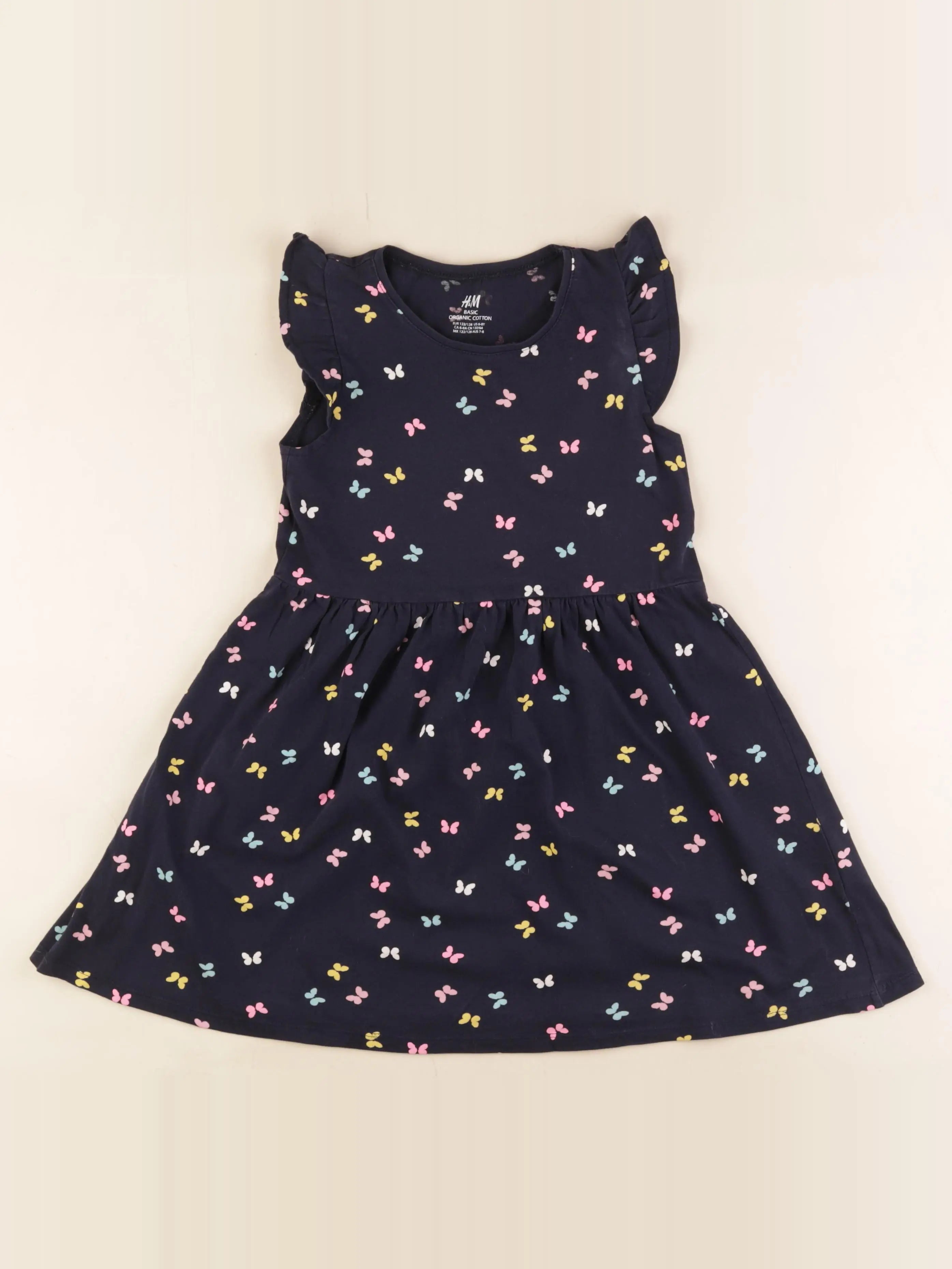 H&M - robe bleu, rose - 6/8 ans