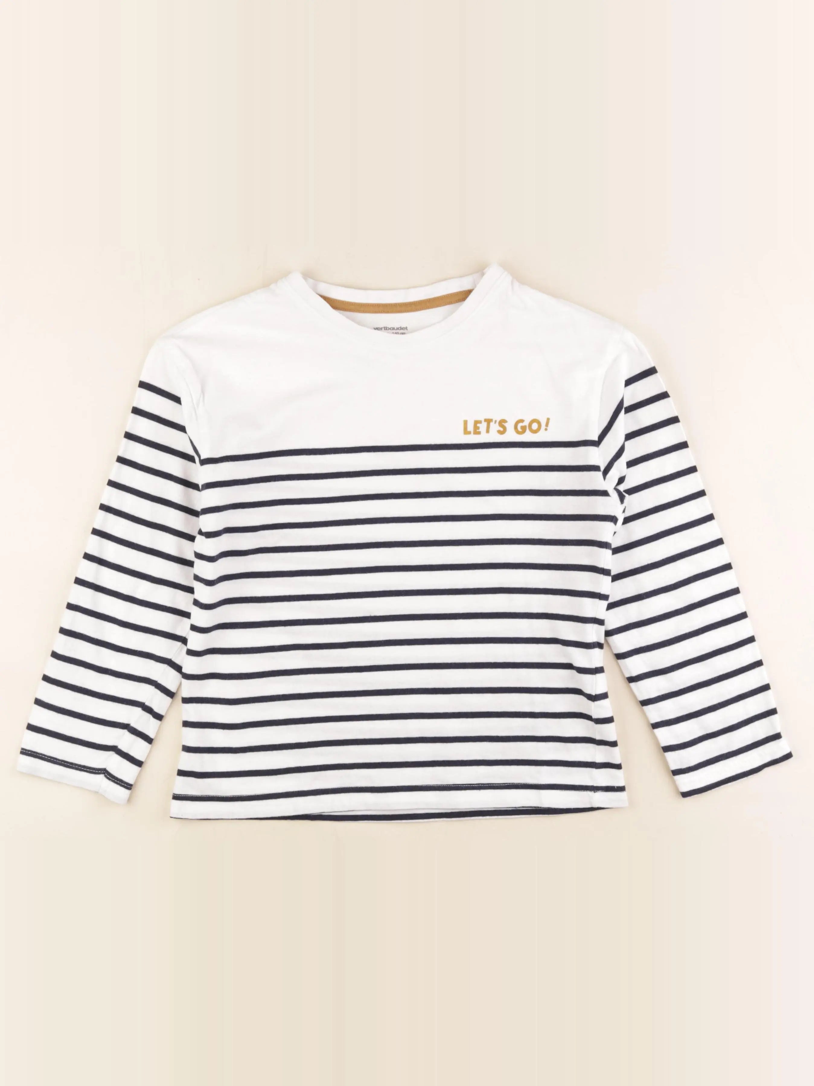 Vertbaudet - tee-shirt blanc, bleu - 10 ans