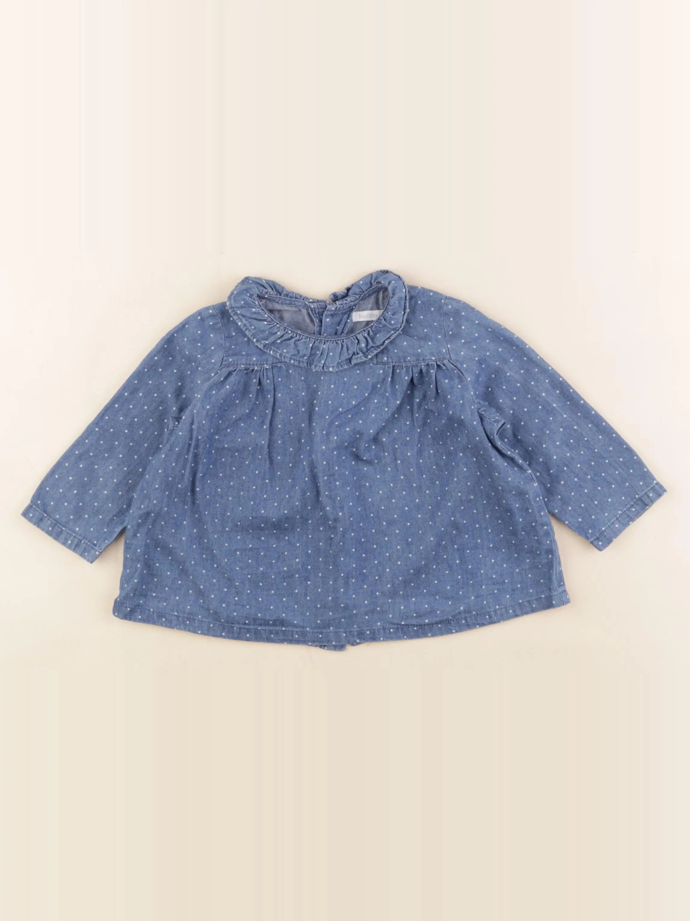 Boutchou - blouse bleu, blanc - 9 mois
