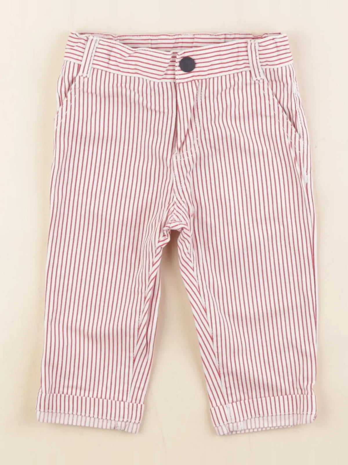 Jacadi - pantalon blanc, rouge - 12 mois