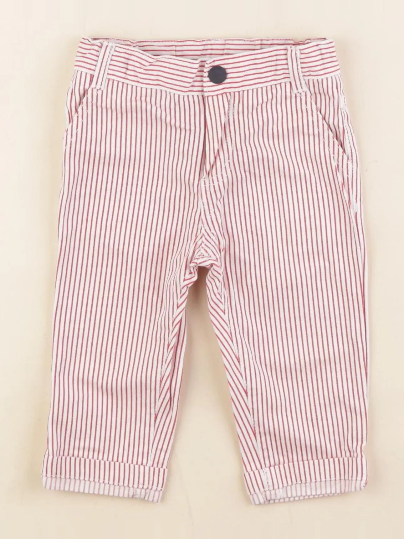 Jacadi - pantalon blanc, rouge - 12 mois