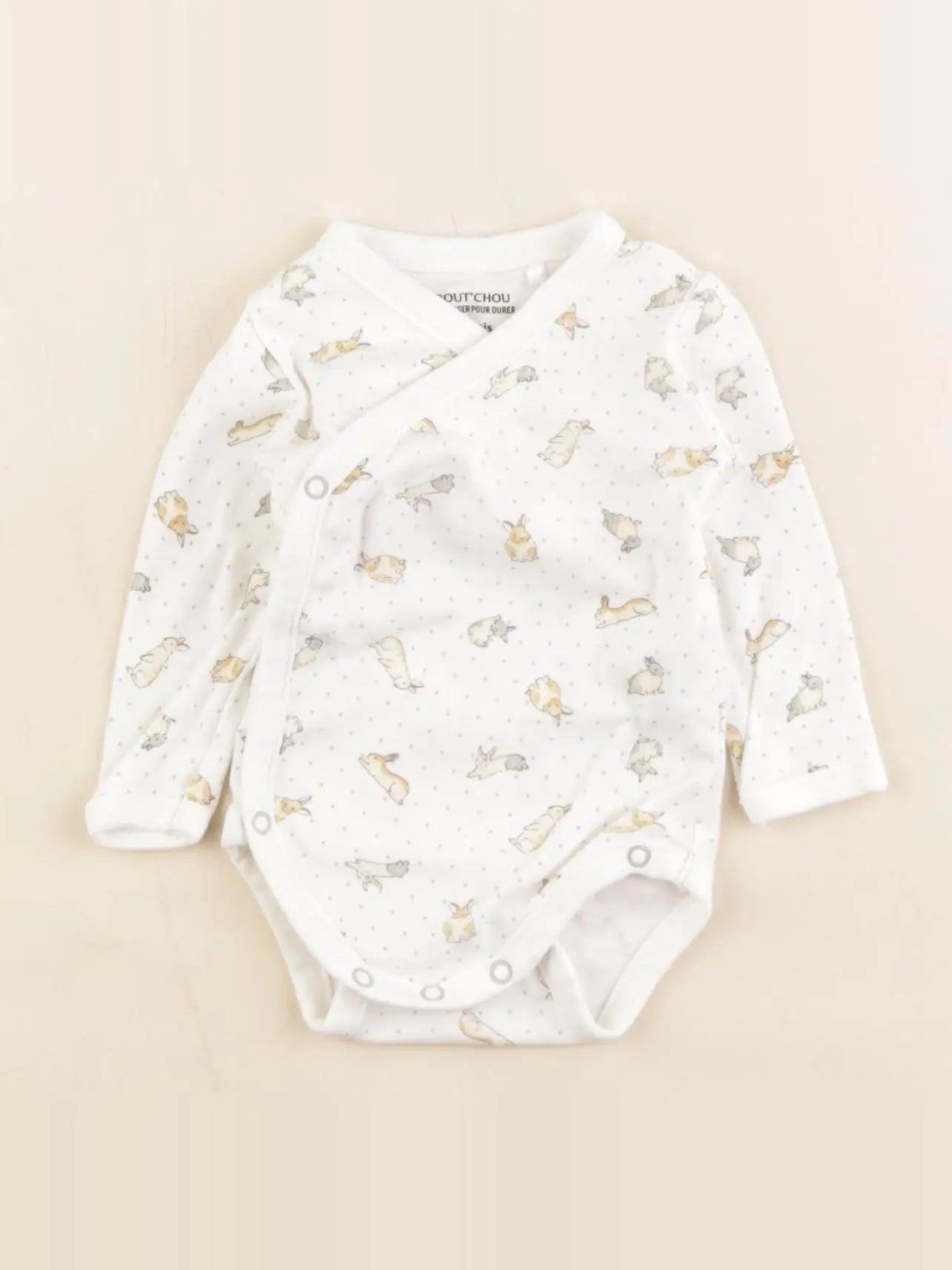 Boutchou - body beige, vert - 1 mois