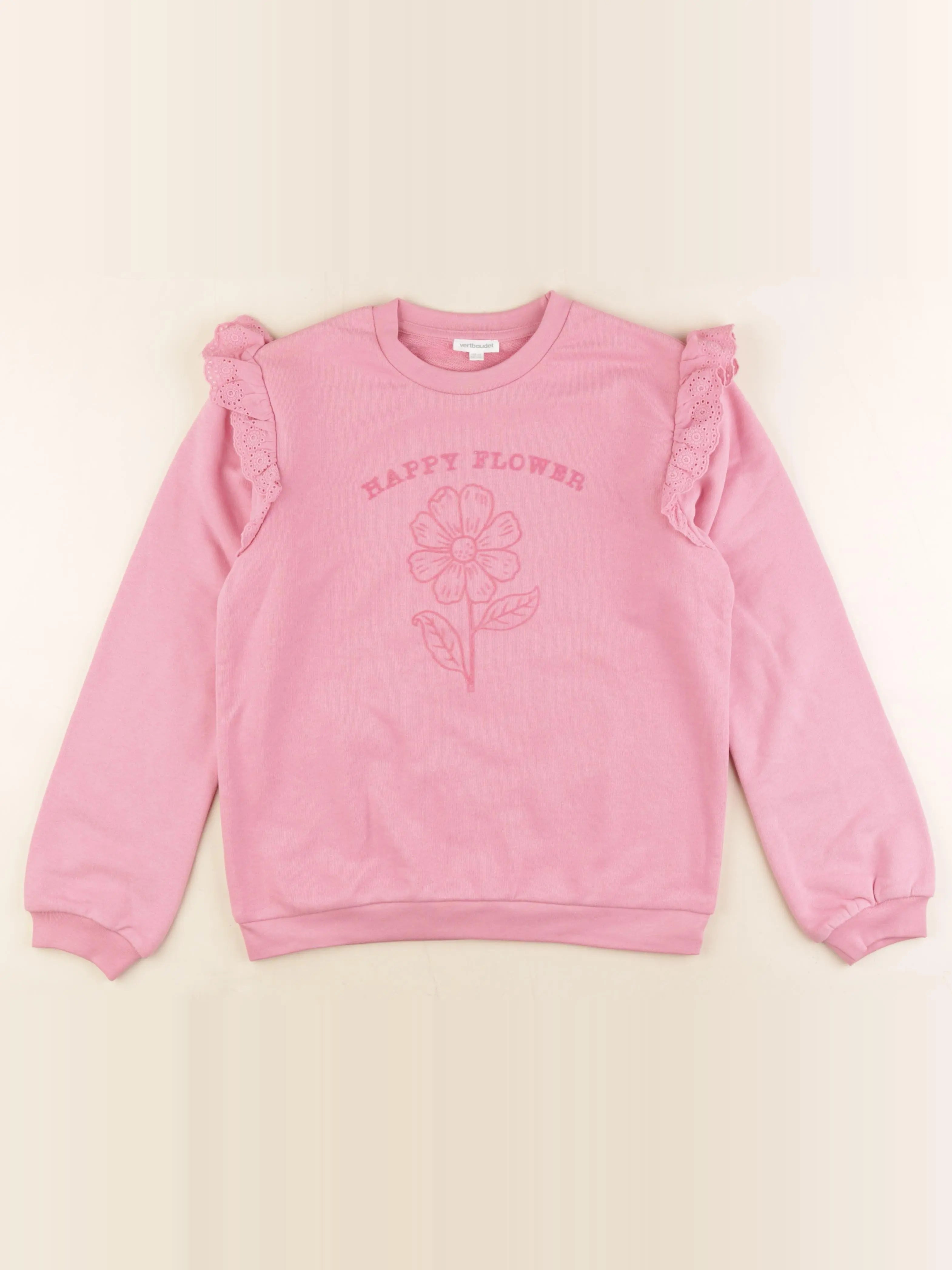 Vertbaudet - sweat rose - 12 ans