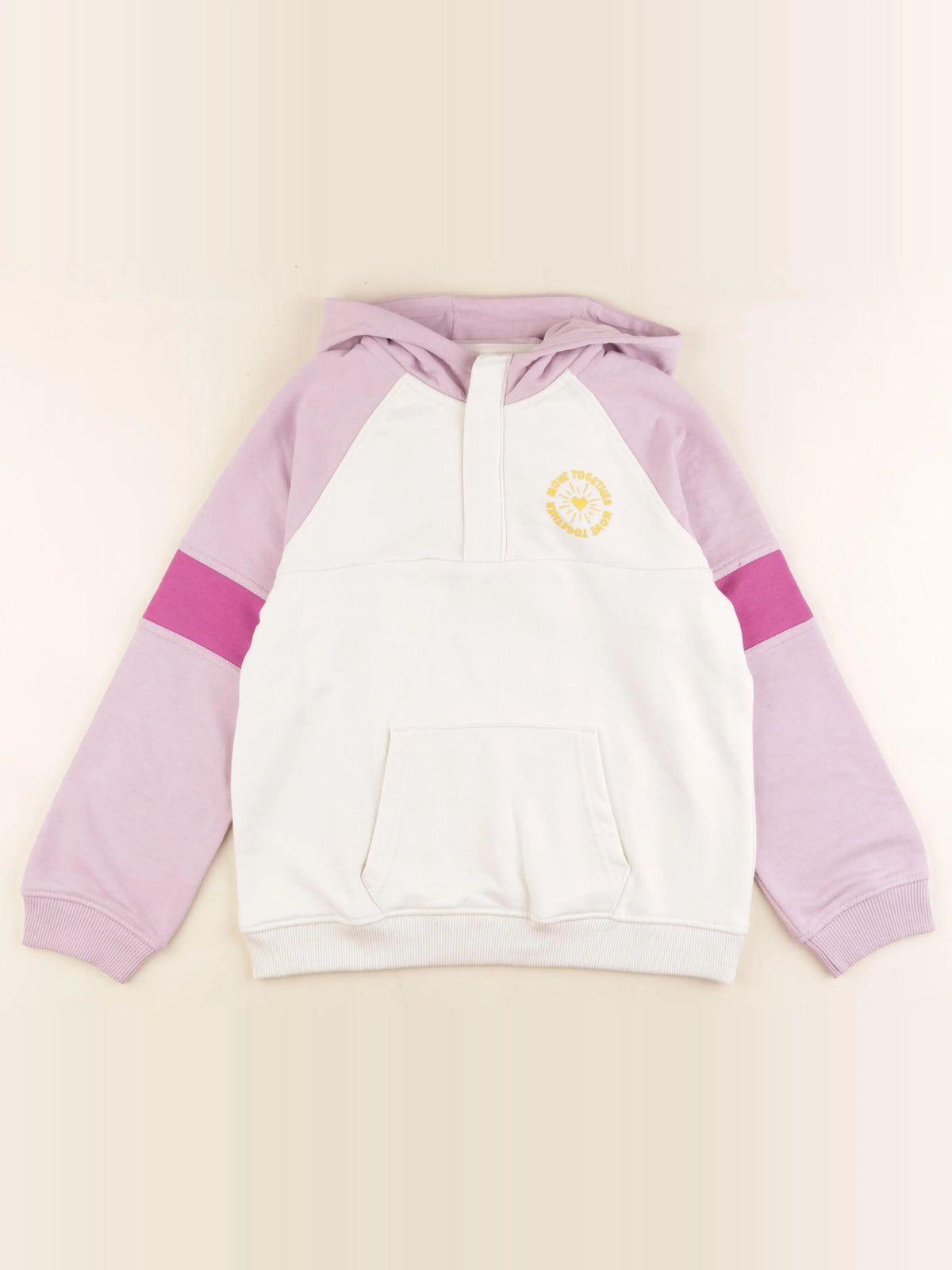 Vertbaudet - sweat blanc, rose - 12 ans
