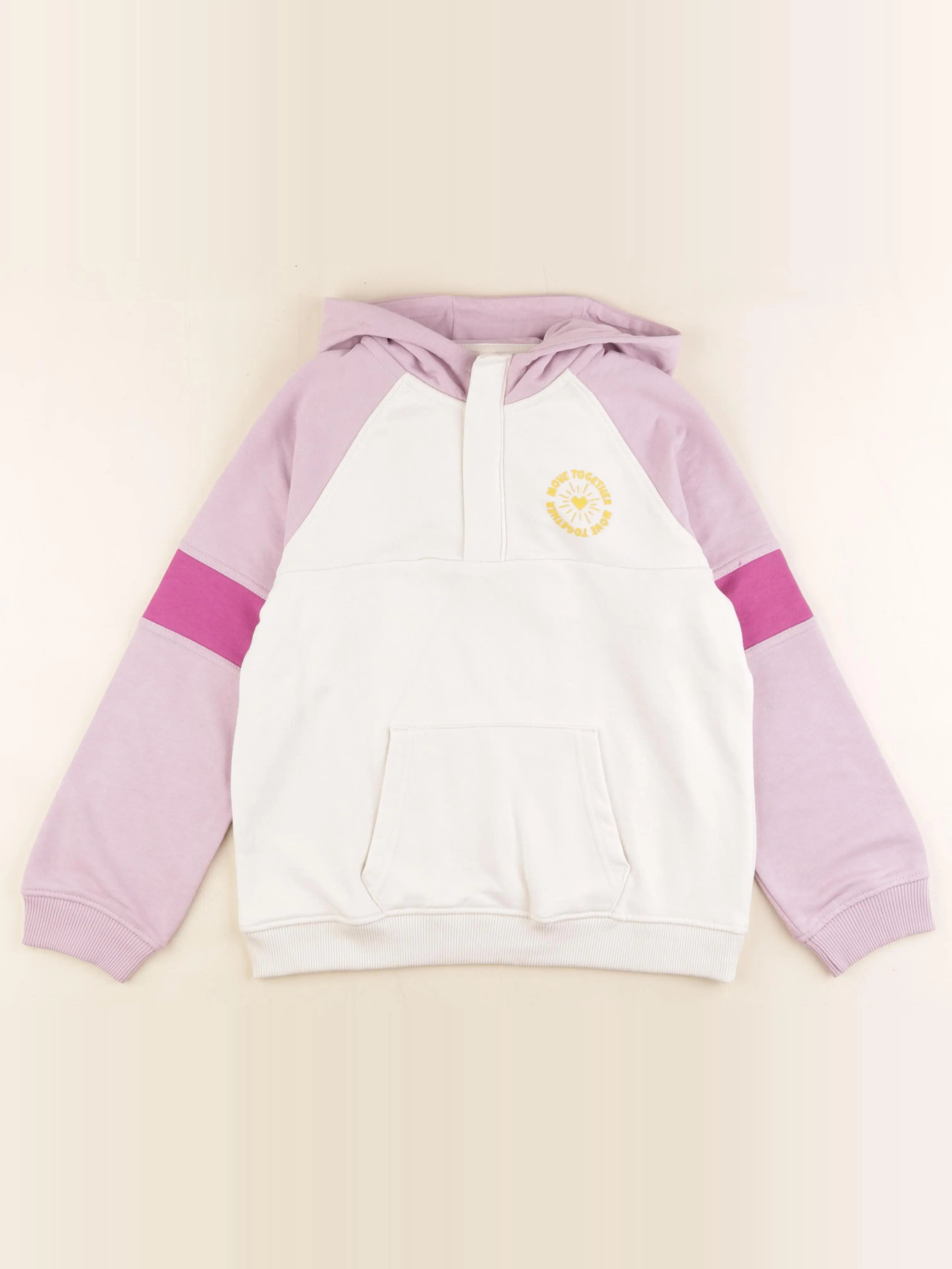 Vertbaudet - sweat blanc, rose - 12 ans