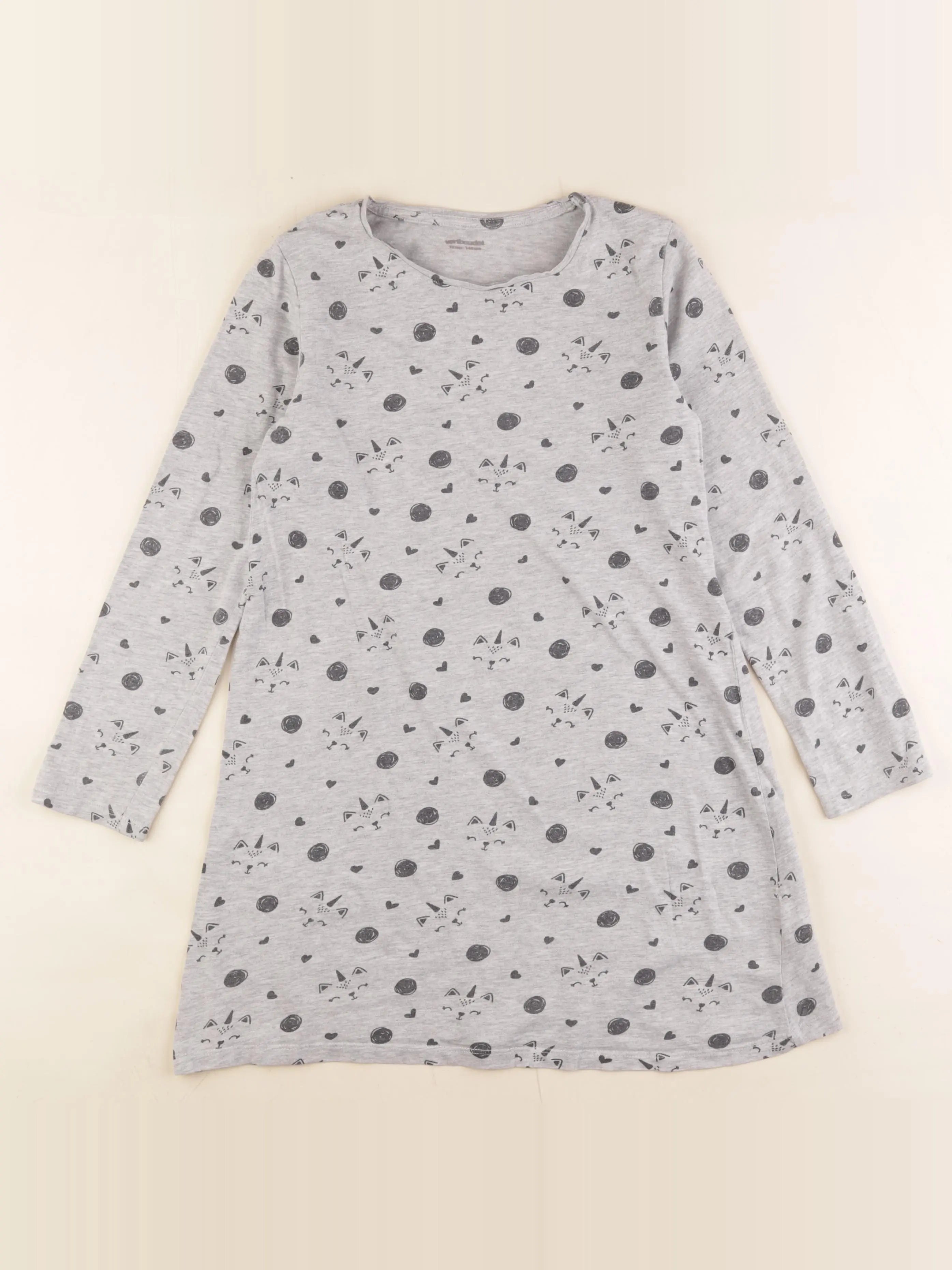 Vertbaudet - chemise de nuit coton gris - 10 ans