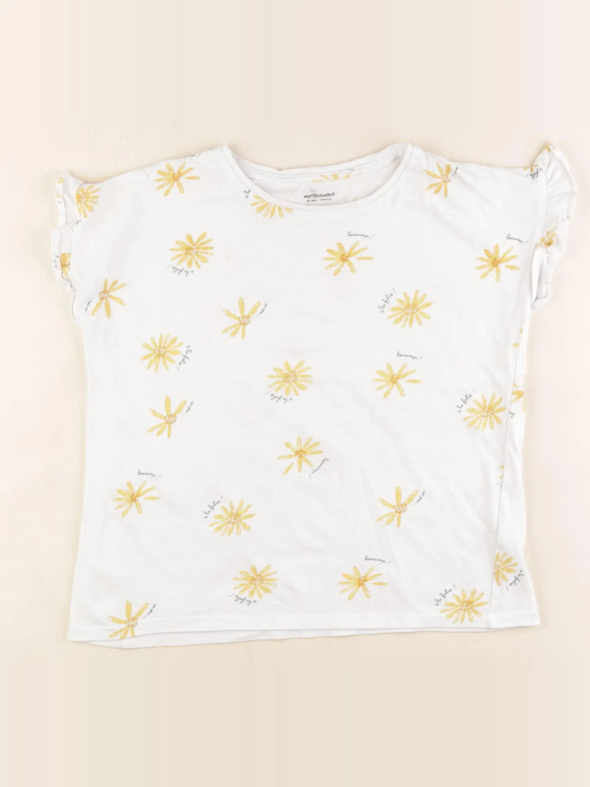 Vertbaudet - tee-shirt blanc, jaune - 10 ans
