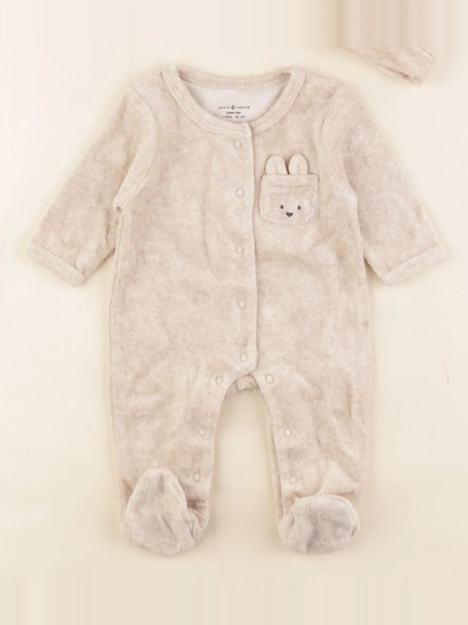 Vertbaudet - pyjama velours marron - 1 mois