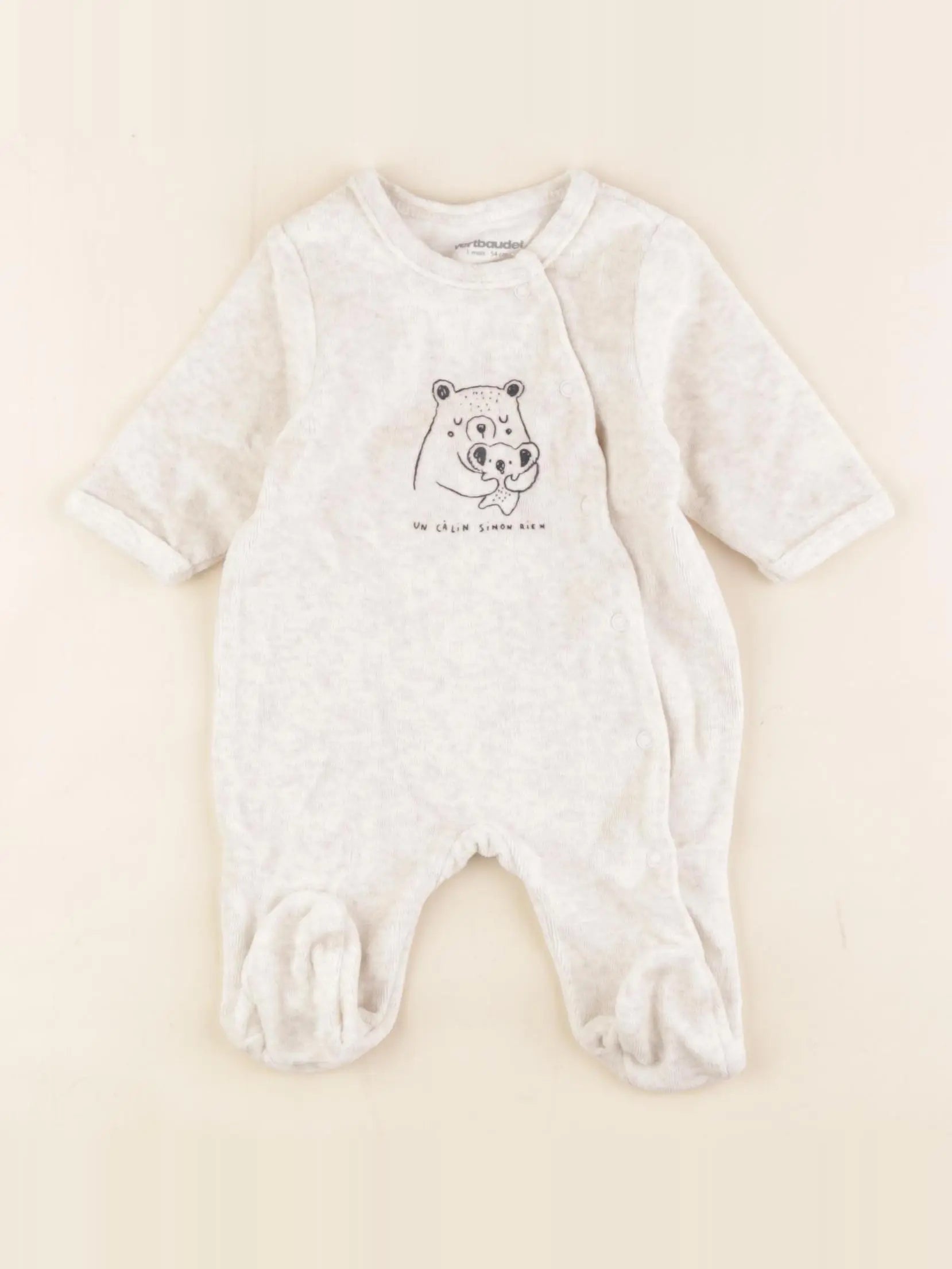 Vertbaudet - pyjama velours marron - 1 mois