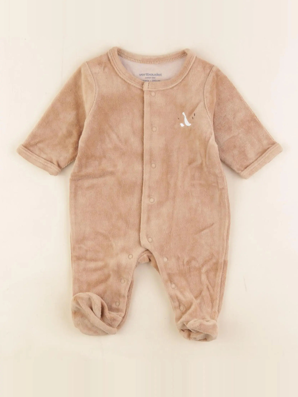 Vertbaudet - pyjama velours marron - 1 mois