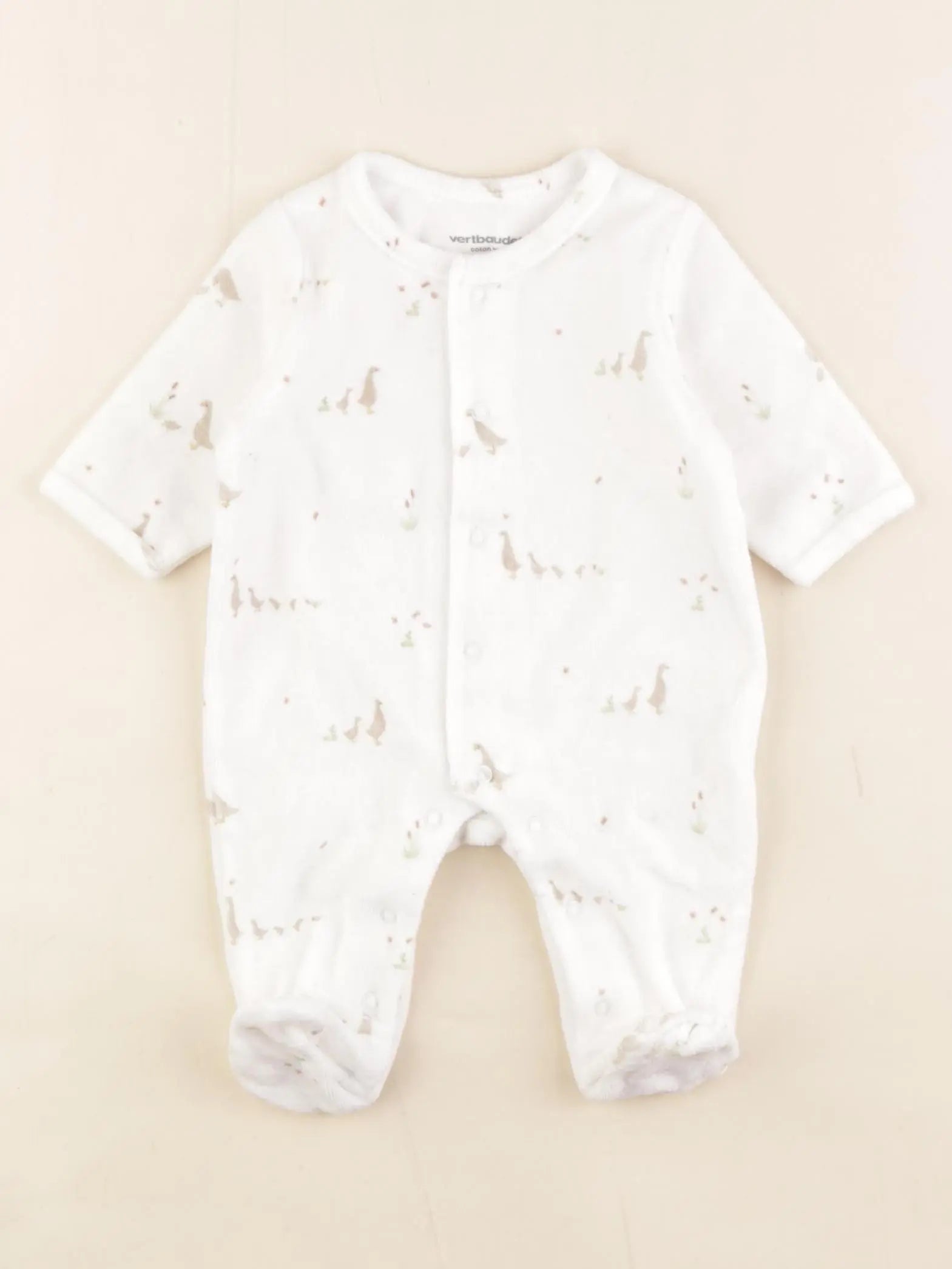 Vertbaudet - pyjama velours blanc - 1 mois