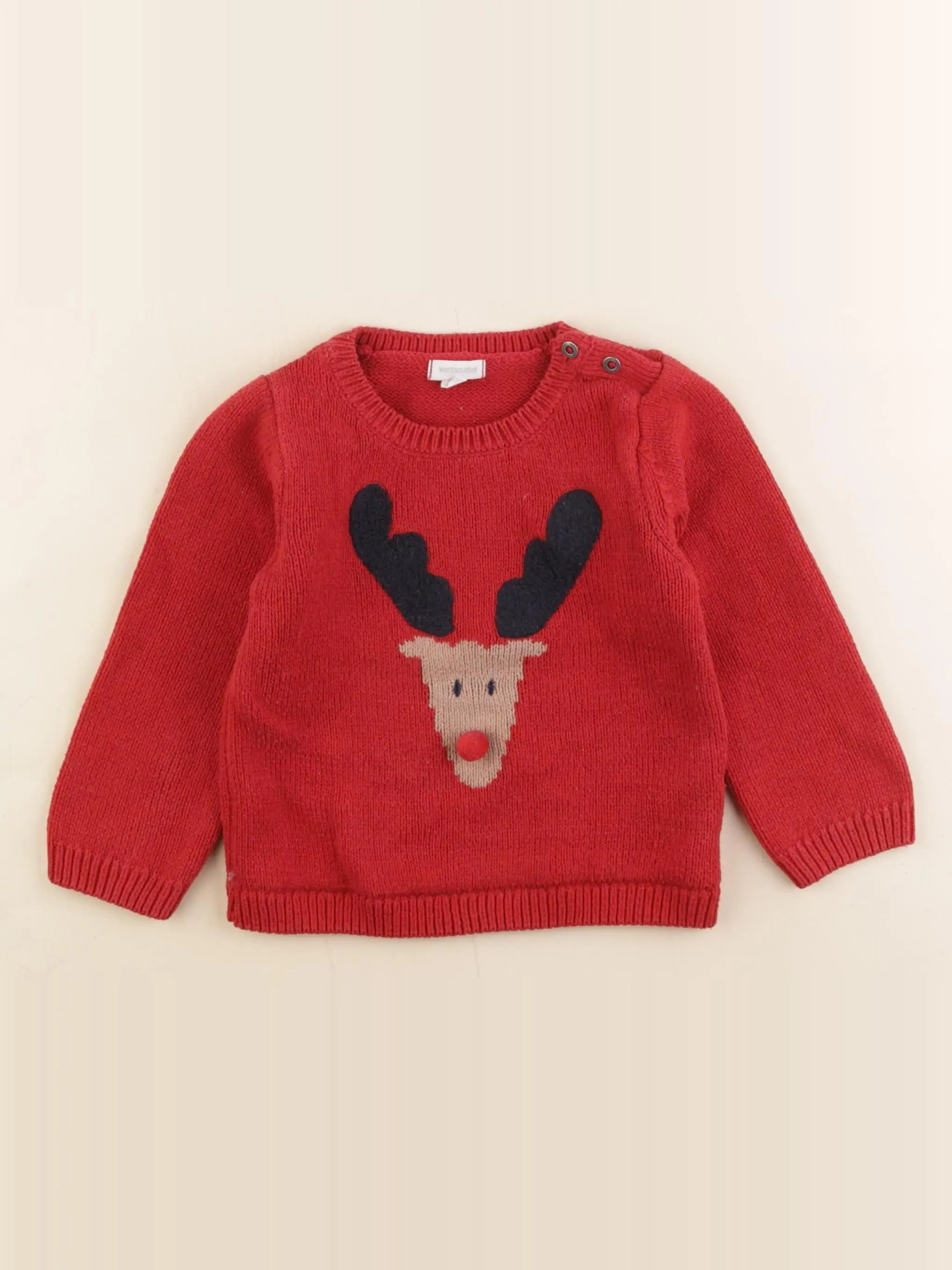 Vertbaudet - pull rouge - 24 mois