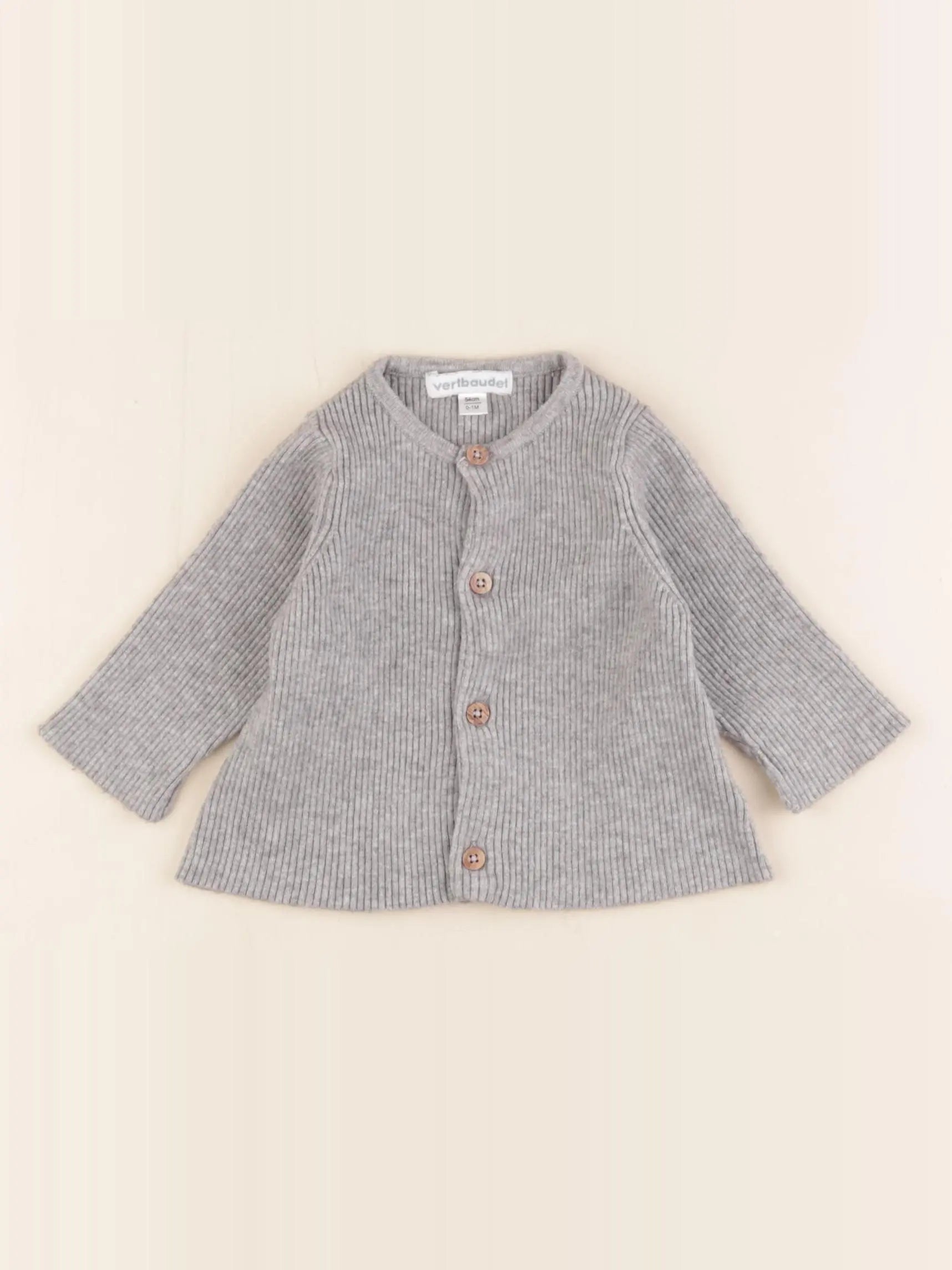 Vertbaudet - gilet gris - 0/1 mois