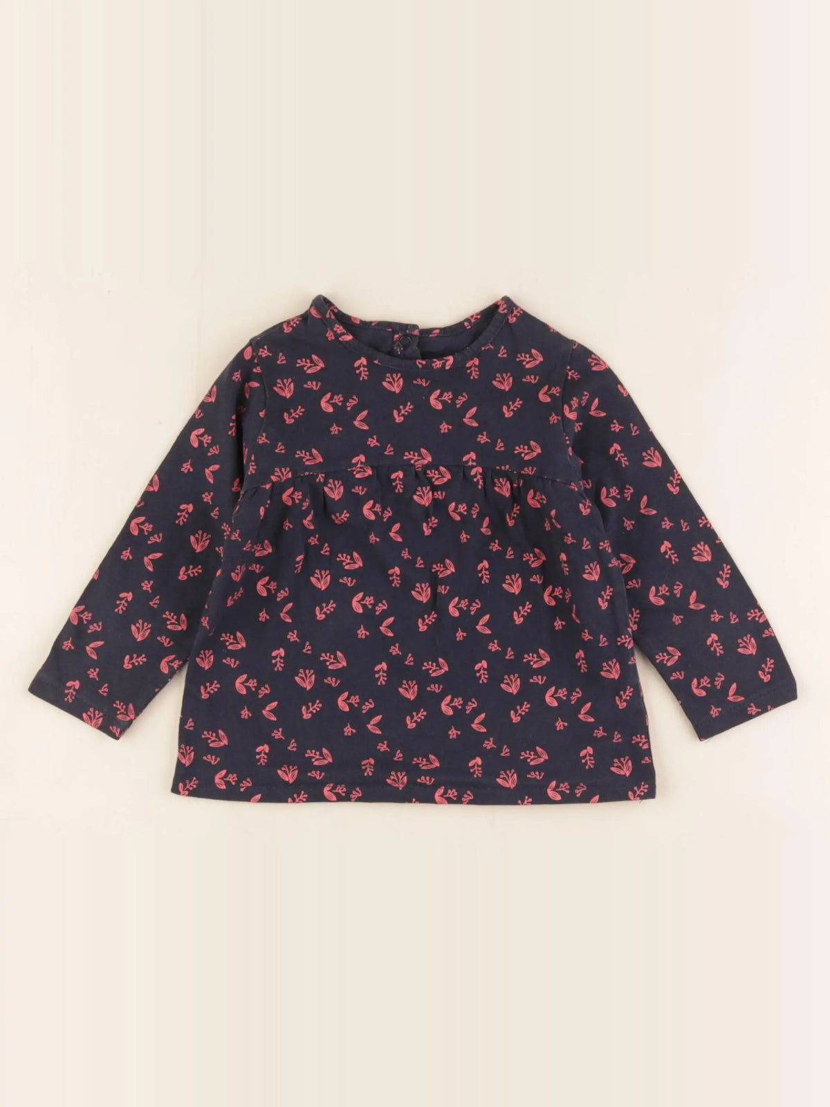 Vertbaudet - tee-shirt bleu, rose - 9 mois