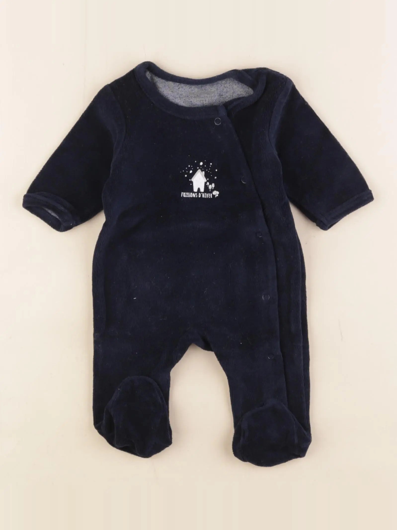 Vertbaudet - pyjama velours bleu - 0/1 mois