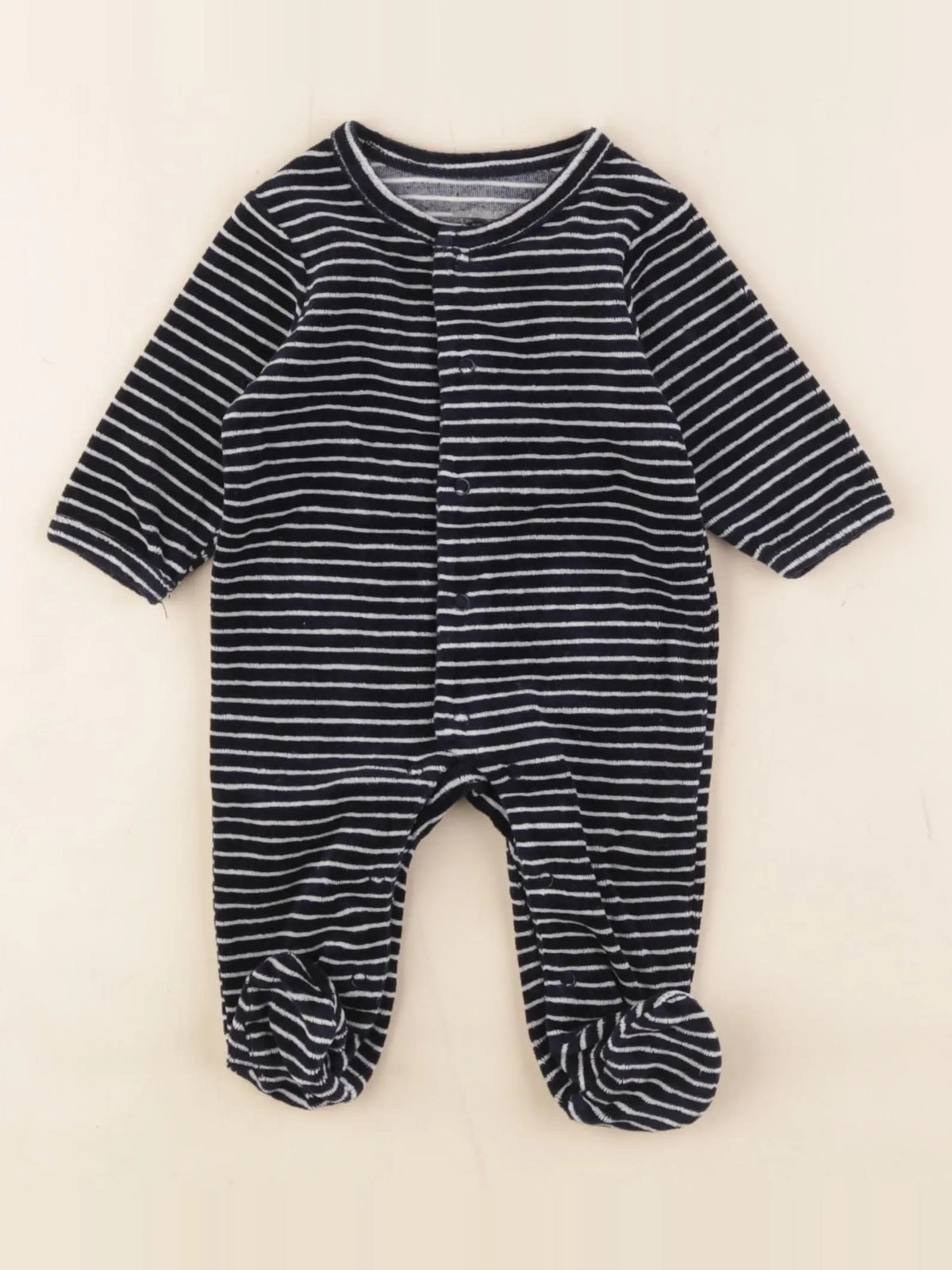 Vertbaudet - pyjama velours bleu - 0/1 mois